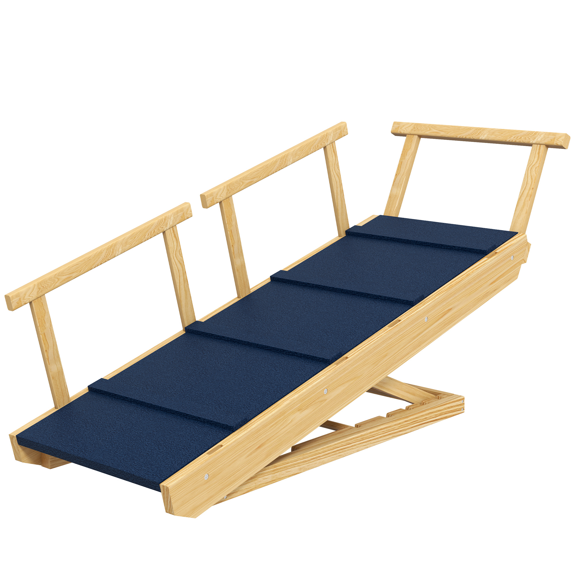PawHut Hunderampe, höhenverstellbar, klappbar, Geländer, für Hunde bis 40kg, Holzrahmen, 85 x 40 x 78,5 cm, Schwarz