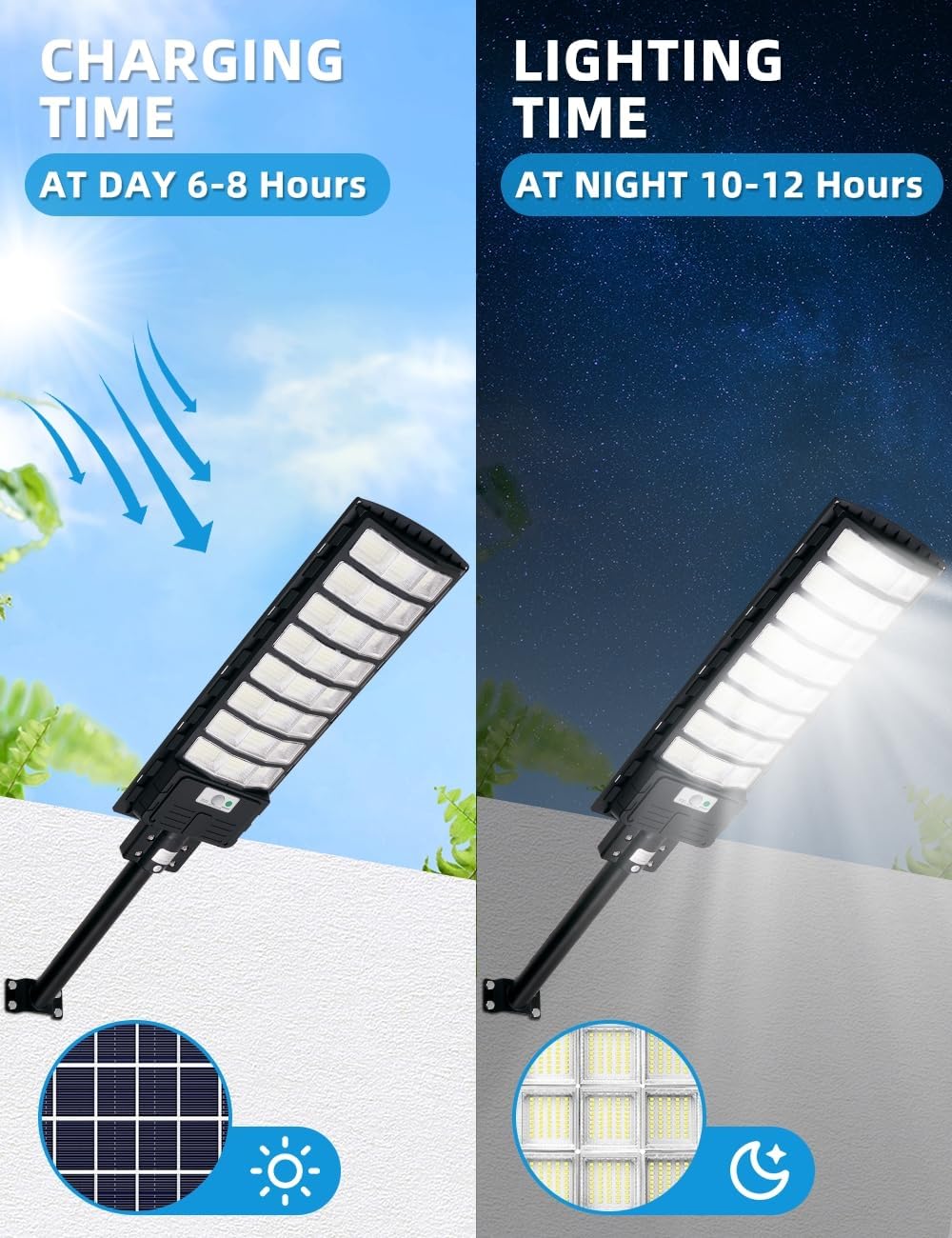 Sararoom 800W Solar Straßenlaterne, 720 LED Strassenlaterne Außenleuchte, Solarlampen Außen mit Bewegungsmelder - 4er 6500K IP65 Wasserdicht Solarstrahler Sicherheitsleuchte für Garten Garage Hof Wege