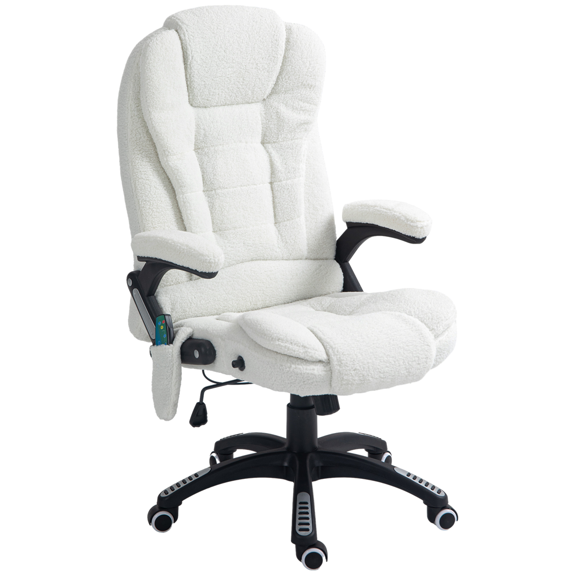 Vinsetto Bürosessel Massagefunktion Massagebürostuhl, Massagefunktion, höhenverstellbar, 67 x 74 x 107-116 cm, Weiß