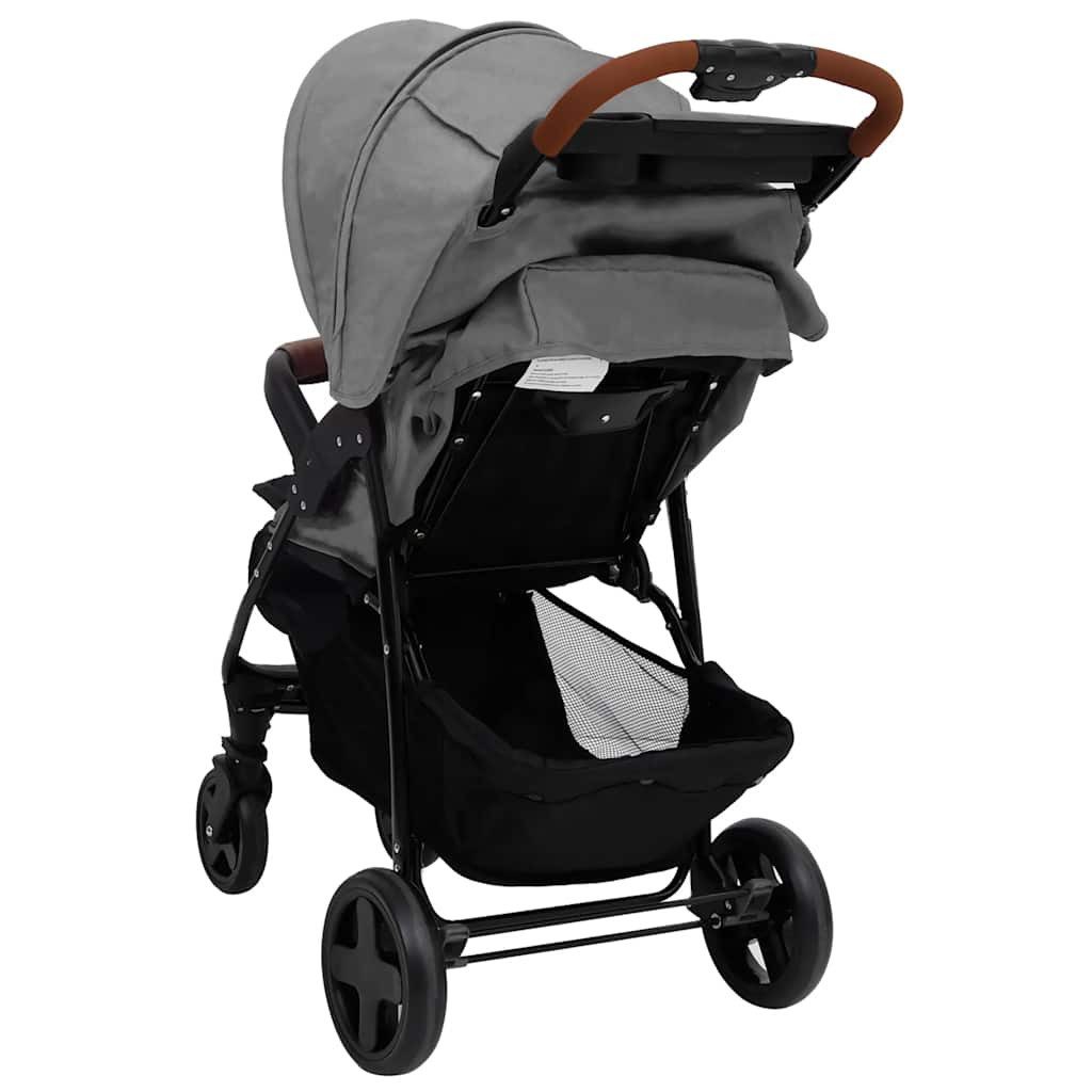 Kinder-Buggy 2-in-1 Kinderwagen Hellgrau Stahl
