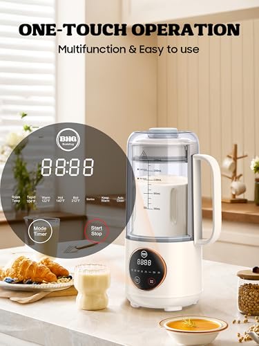 45oz Nut Milk Maker,10 in 1 Homemade Plant Based Milk, Almond Milk, Soy Milk, Oat Milk, Coconut Milk & More,Multifunctional/12 Hours Timer/Auto clean/Room Temp/Keep Warm/Boil: Home & Kitchen
