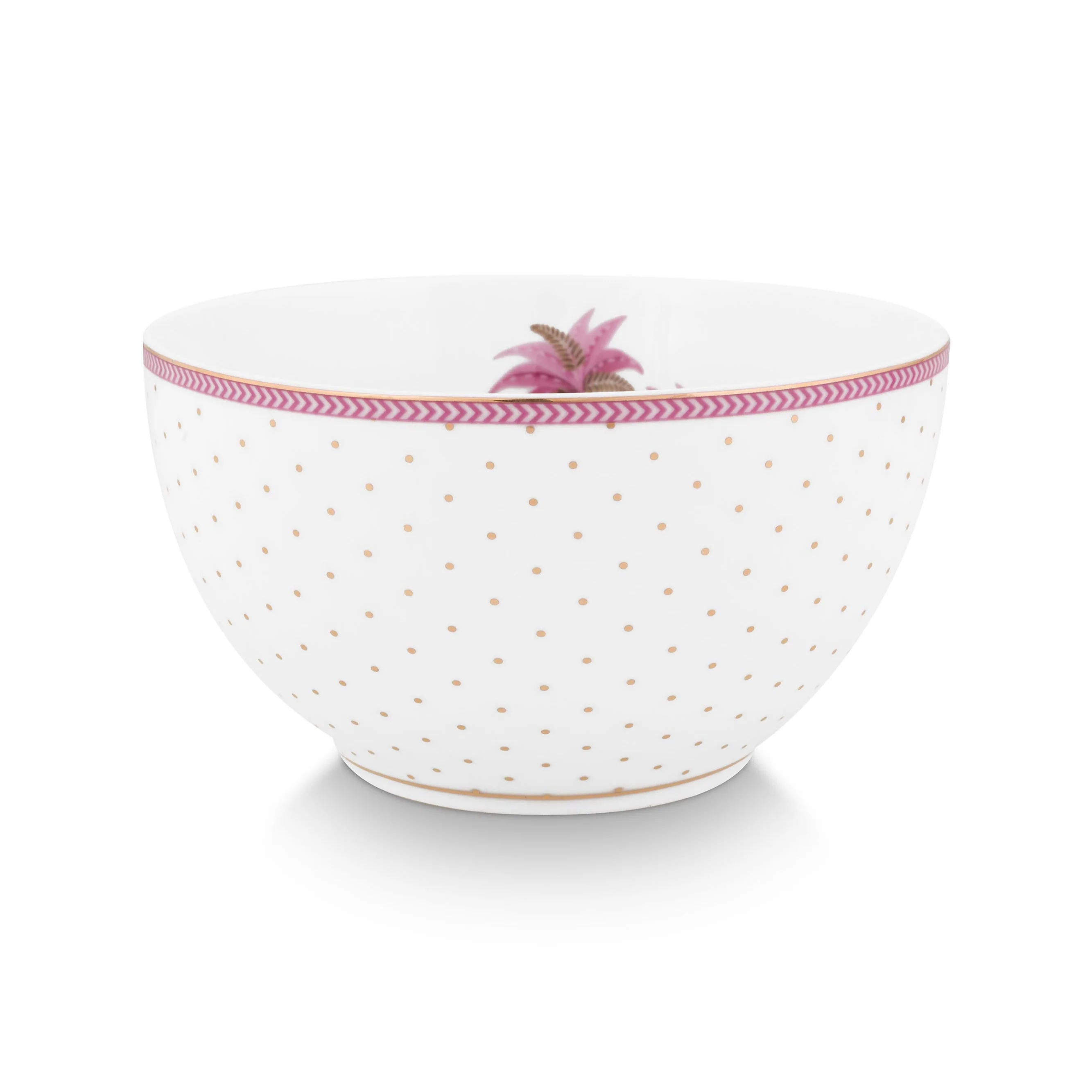 Bowl Jolie Dots Gold Pink �C 15cm | Porcelain Tableware