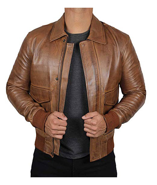 Mens Lambskin A2 Bomber Jacket