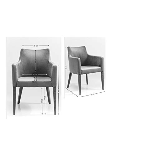Kare Design Black Mode Velvet Sedia con Braccioli, Grigio, 87x58x67cm : Amazon.it: Casa e cucina