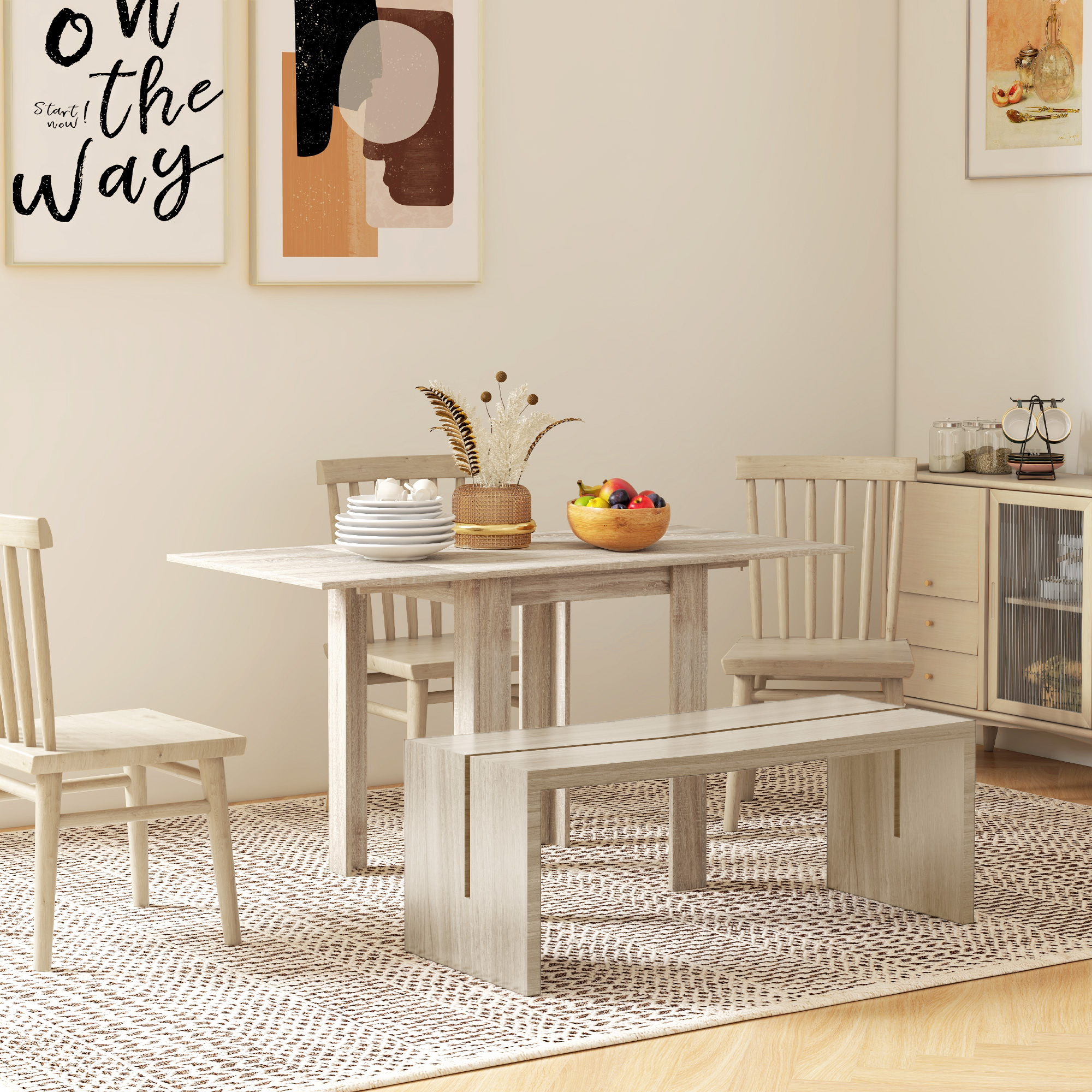HOMCOM Klapptisch für max. 4 Personen, wasserdicht und kratzfest, aus Spanplatte, 140x70x75 cm, Farbe Eiche