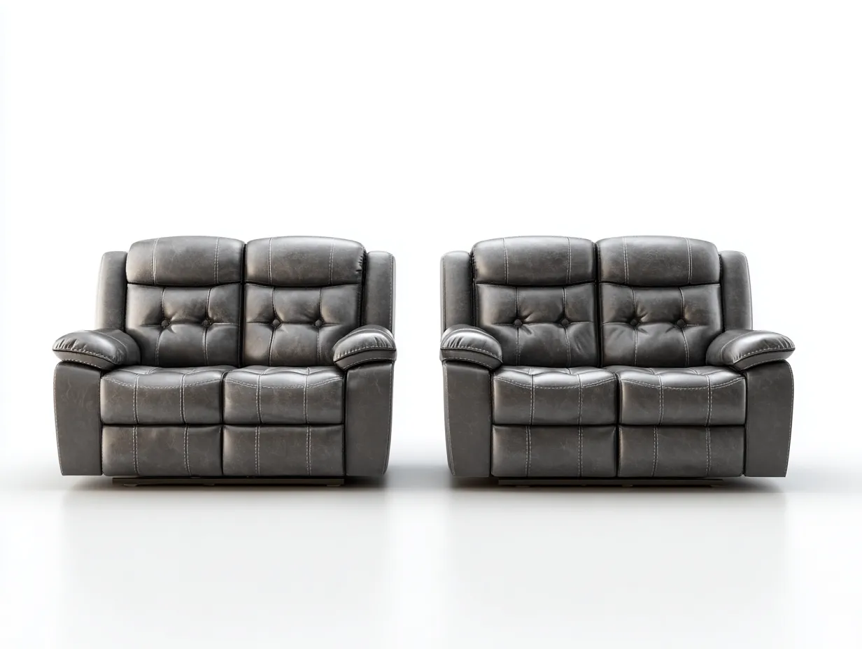 Relaxsofa Sets-Leder-Holz-Metall-188 x 98 x 103 cm-Dunkelgrau-Moderne Wohnzimmereinrichtung