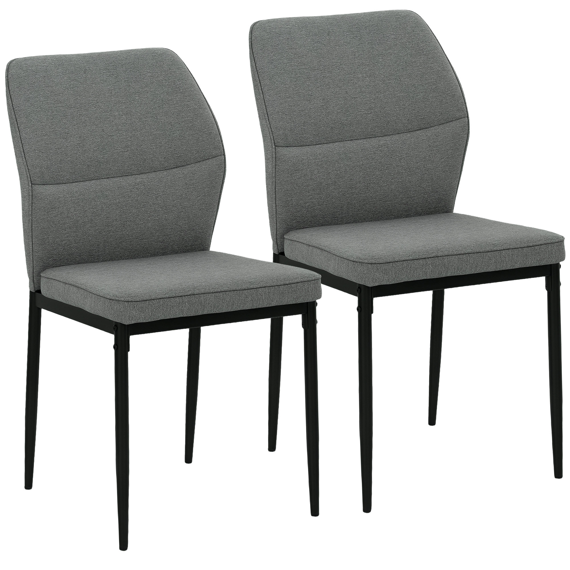 HOMCOM Set 2 Gepolsterte Samt Esszimmerstühle mit Ergonomischer Rückenlehne ohne Armlehnen, Grau