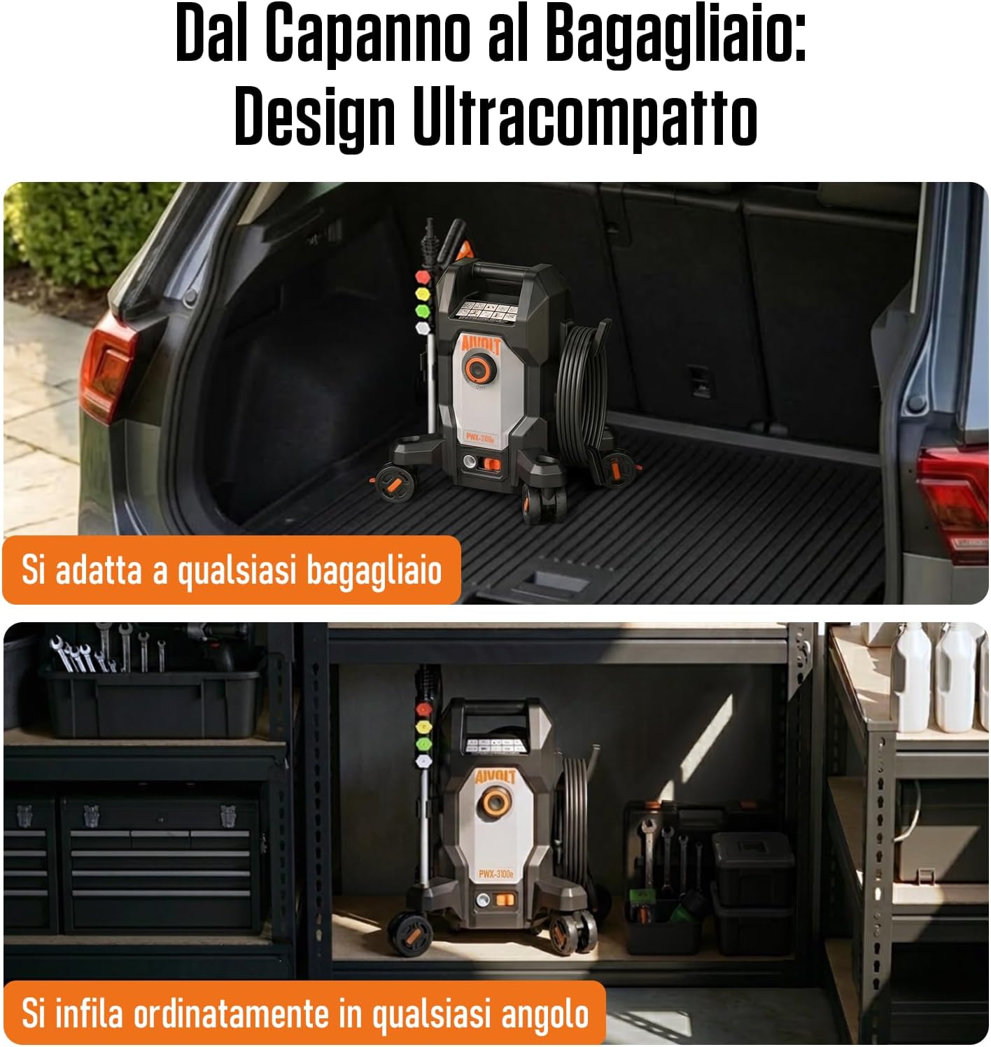 AIVOLT Idropulitrice ad Alta Pressione da 1800W, 170 Bar