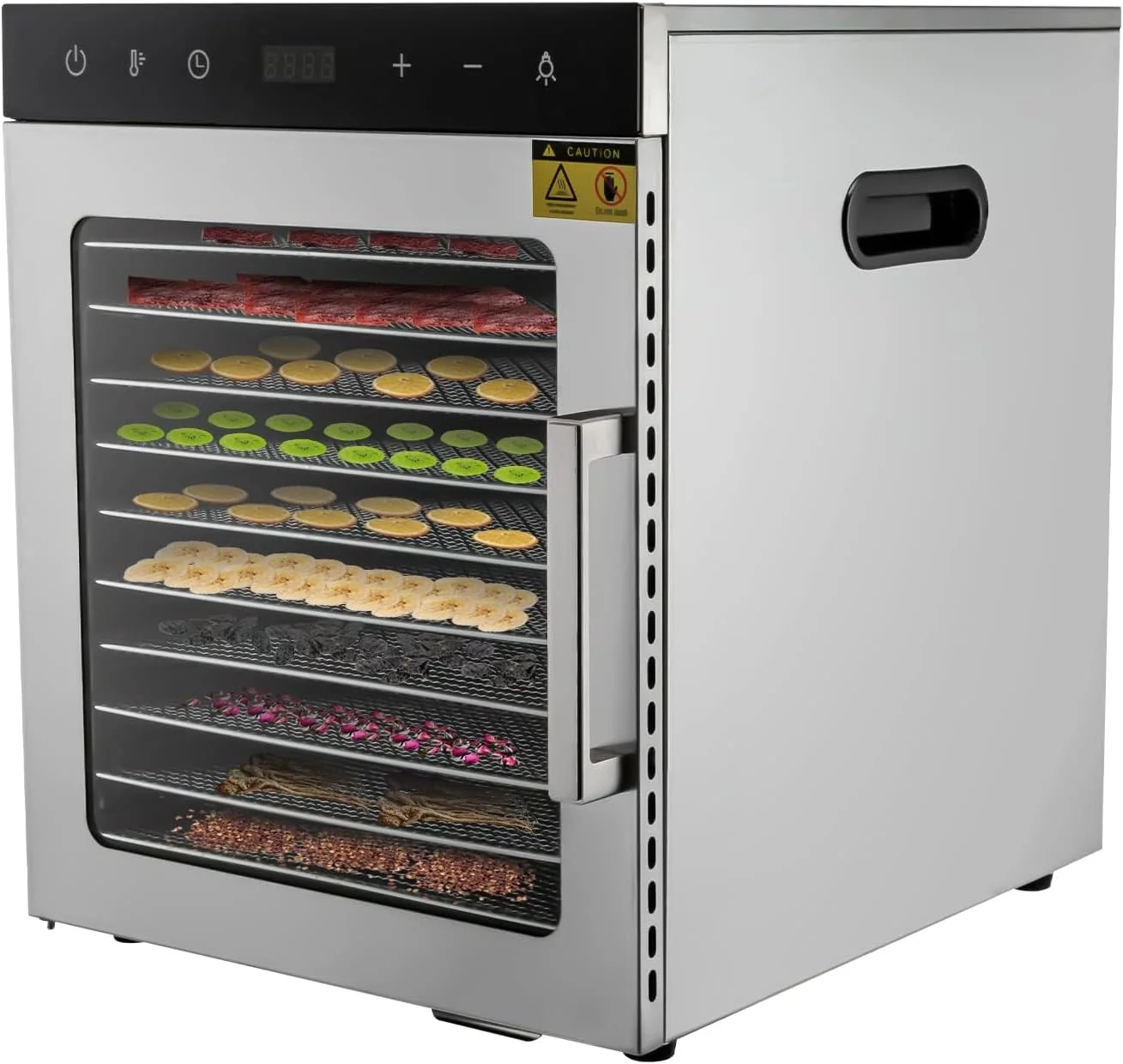 10 Etagen Dörrgerät Dörrautomat Edelstahl Obsttrockner 800W Dörrautomaten freeze dryer gefriertrockner mit 24-Stunden-Timer