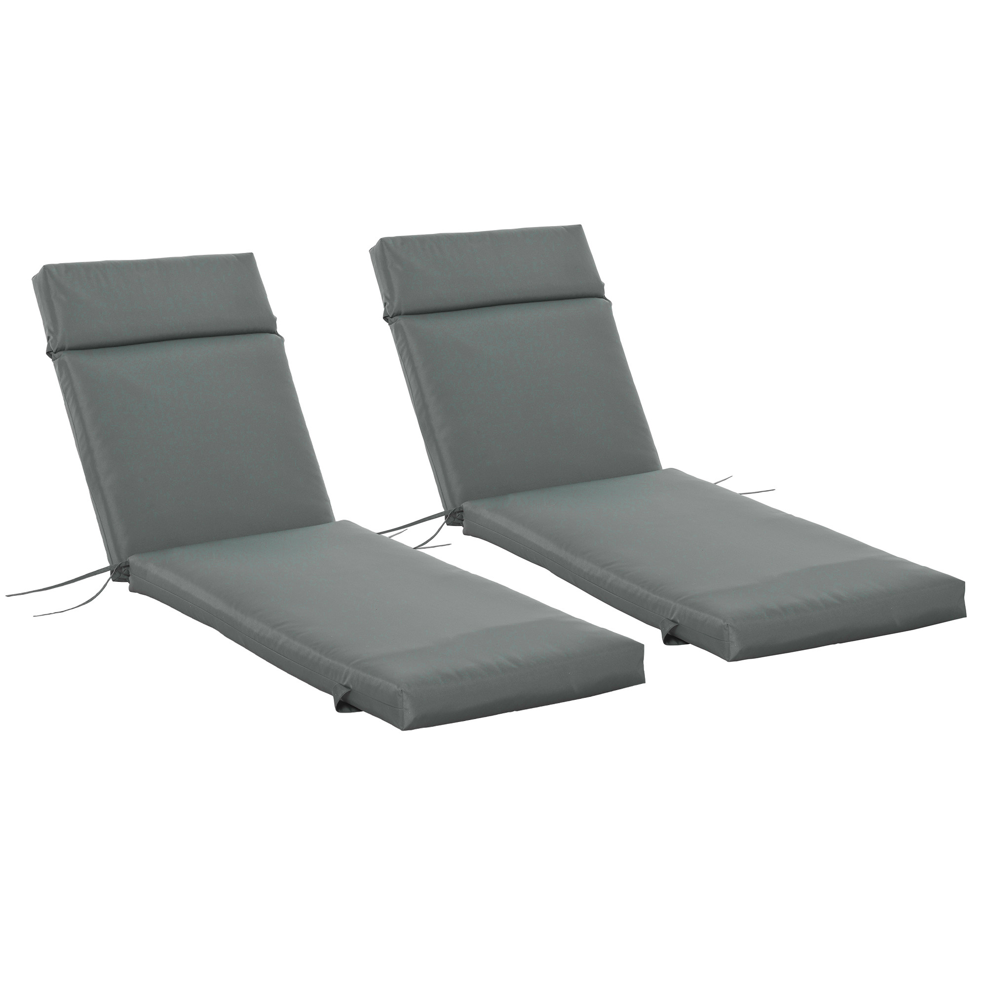 Outsunny 2er Set Auflage für Sonnenliege, Liegenauflage für Gartenliege extra dick 8cm Polsterauflage Dunkelgrau