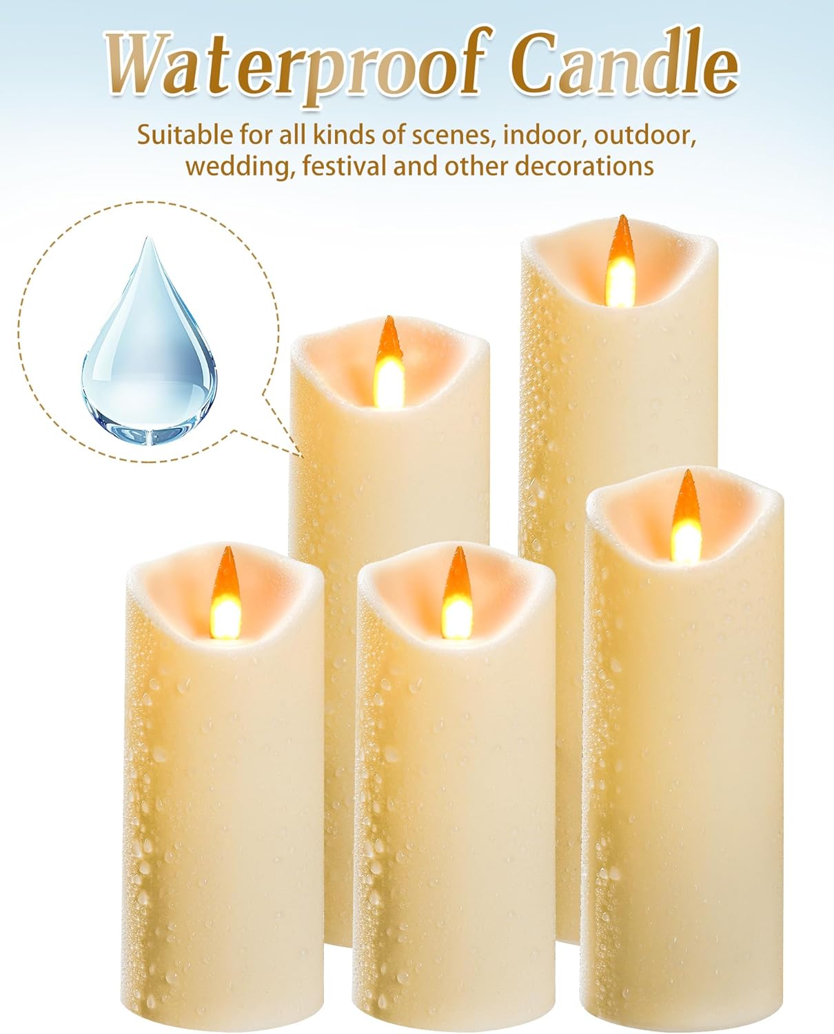 Candela da esterno impermeabile, candela a batteria a LED senza fiamma, candela analogica resistente alle alte temperature da 12 pezzi.