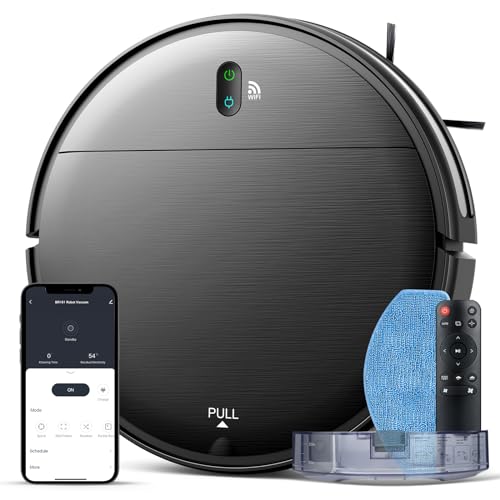 Robot Vacuum and Mop Combo, 2 in 1 Mopping Robot Vacuum Cleaner with Schedule, Wi Fi/Voice/App, Strong Suction, Ease of Use, Self Charging Robotic Vacuum, Slim, Ideal for Hard Floor, Pet Hair, Carpet