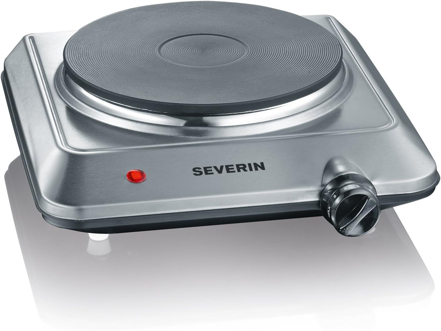 SEVERIN DK 1091 Electric Stove ? 18 cm x 1500 W, Non-deformable Cast Iron Base, Continuous Temperature Control with Thermostat, Enamelled Body