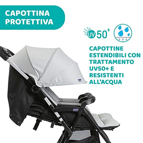 Chicco OHlalà Twin Passeggino Gemellare Doppio da 0 Mesi a 15 kg, Passeggino Leggero Reclinabile e Pieghevole, Poggiagambe Regolabili, Parapioggia e Capottina Estendibile Silver Cat, Grigio : Amazon.it: Prima infanzia