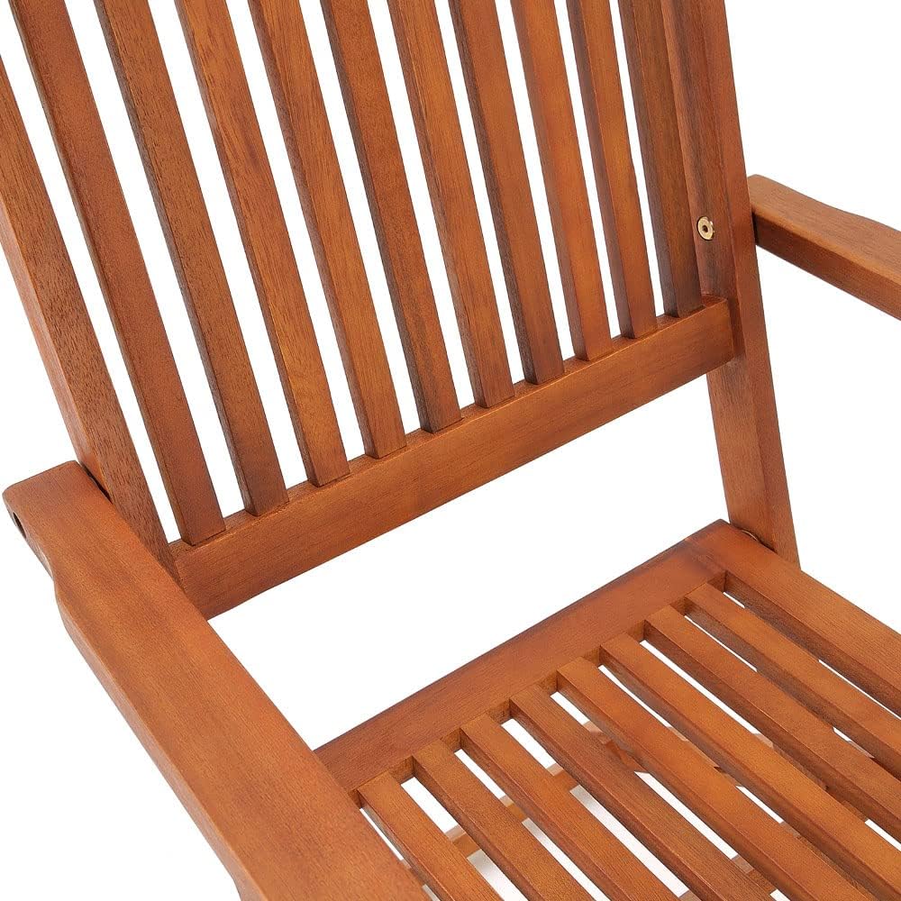 Casaria FSC Certified Acacia Wood Garden Table and Chairs Set of 5 Pieces 4+1 Balcony Terrace Porch Outdoor Furniture 120 x 70 x 75 cm
