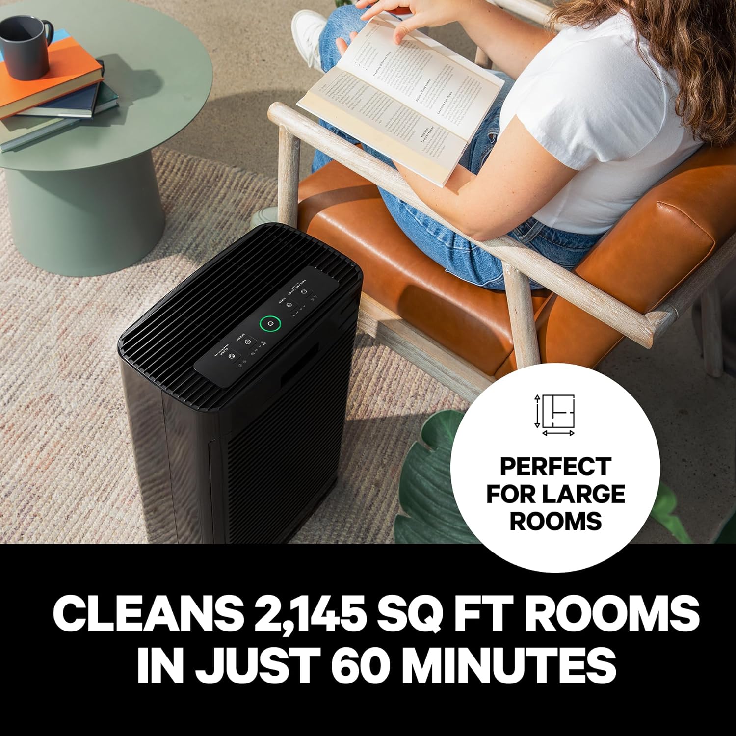 Elevate Your Home Air Purifier, Black, HEPA 14, 1115 Sq Ft Coverage, ETL Certified, Allergy & Smoke Filter