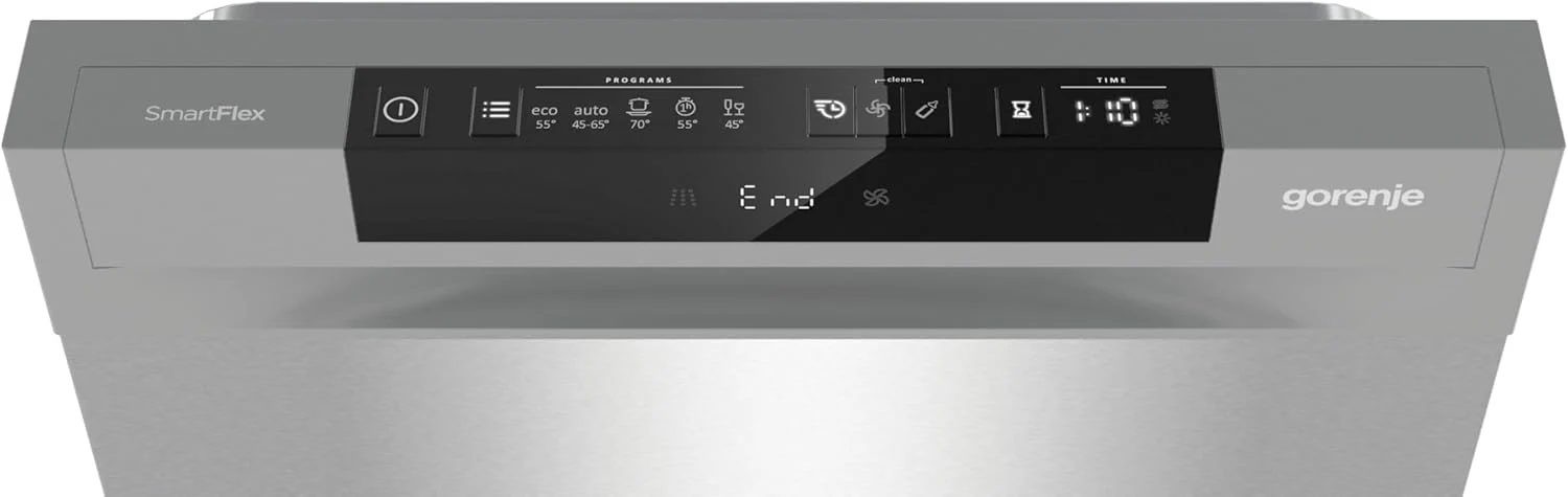 Gorenje GS 541D10 X Freistehender Geschirrspüler / SuperSilent / 11 Maßgedecke / 5 Programme / Programmanzeige / TotalDry / Silber, 45 cm breit