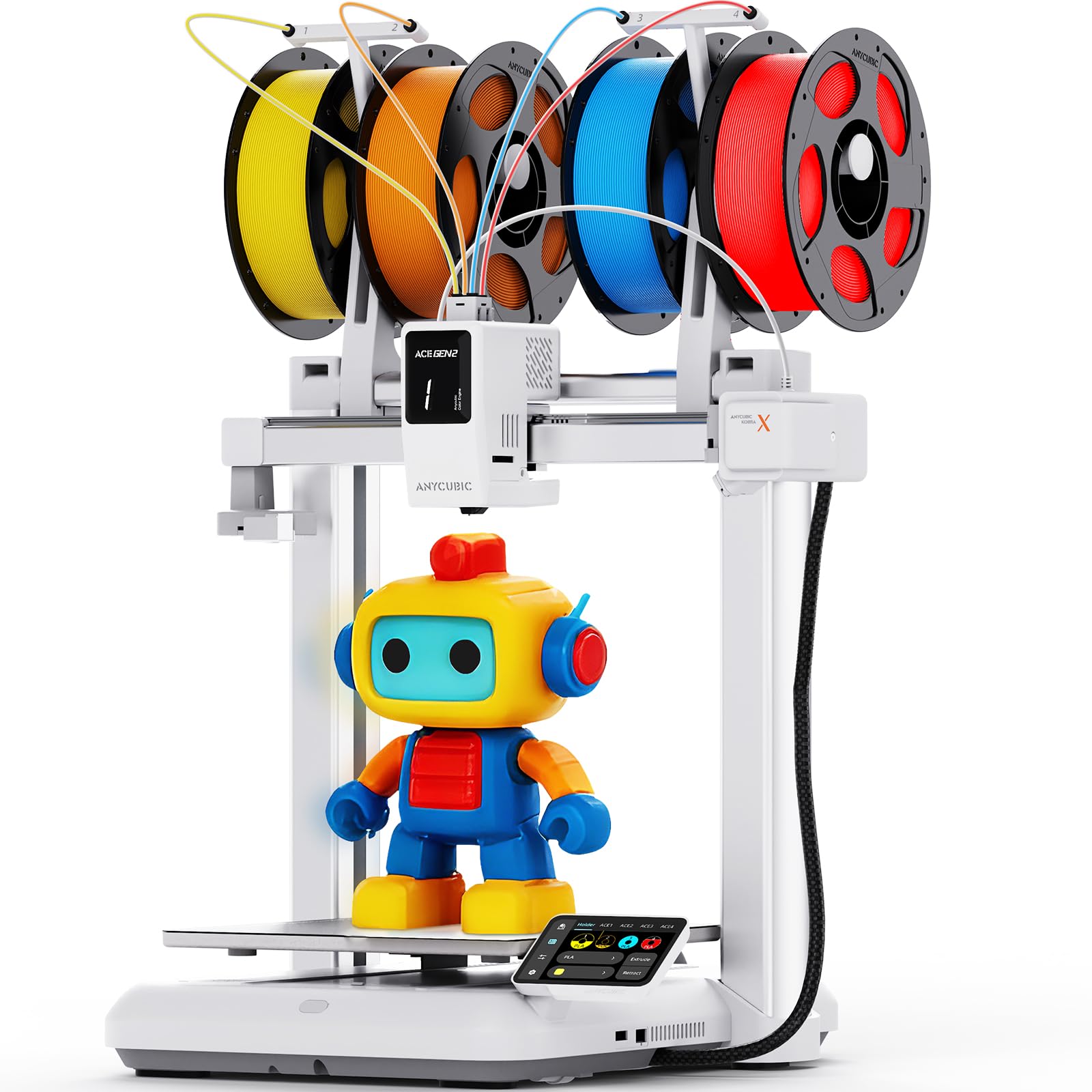Anycubic Kobra X 3D Drucker Mehrfarbig für Anfänger mit Vierfarbdruck und einfacher Bedienung