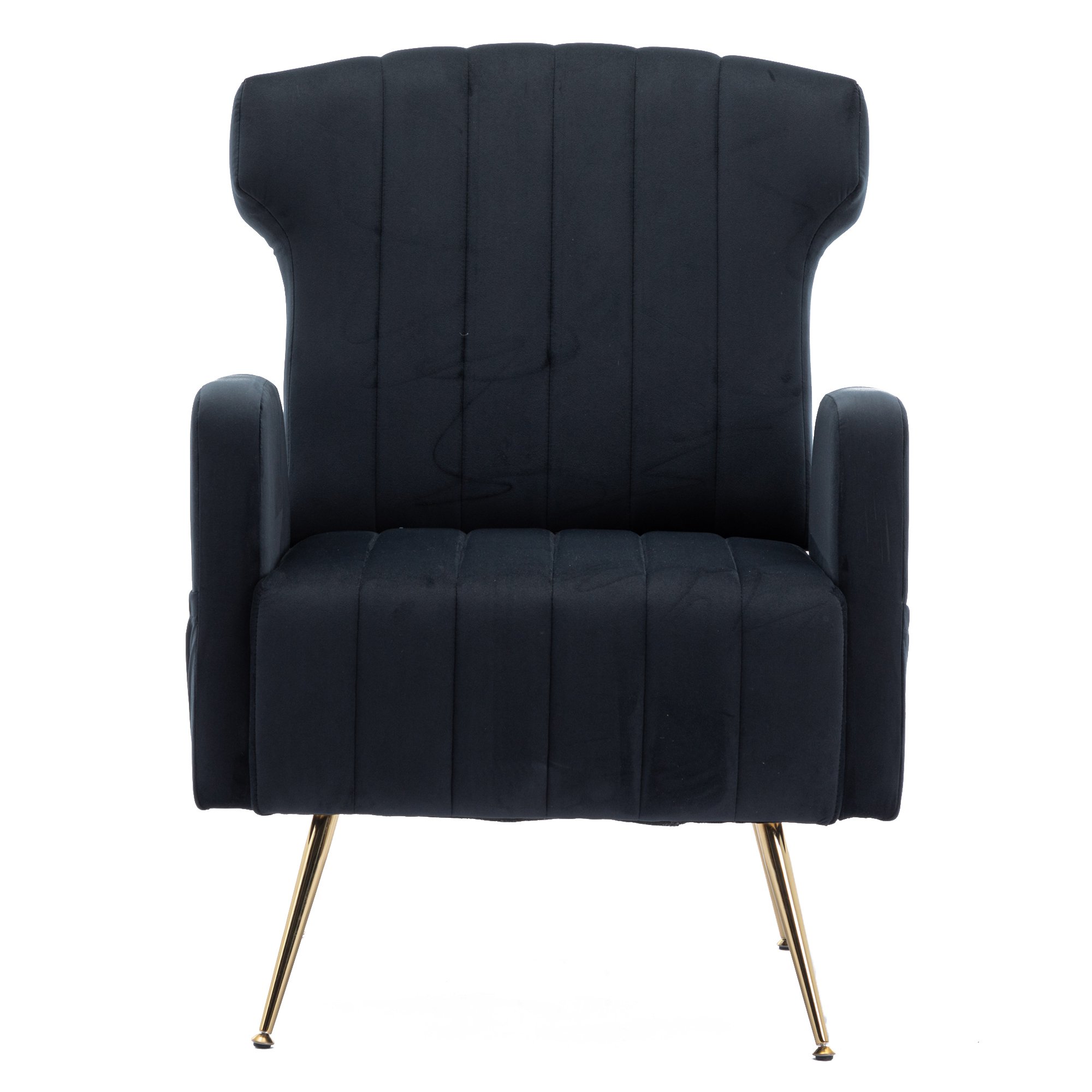Relaxsessel mit Bezug in Samtoptik mit Massagefunktion und abnehmbaren Kissen, elegantes und modernes Design für Wohnzimmer und Aufenthaltsraum, Schwarz