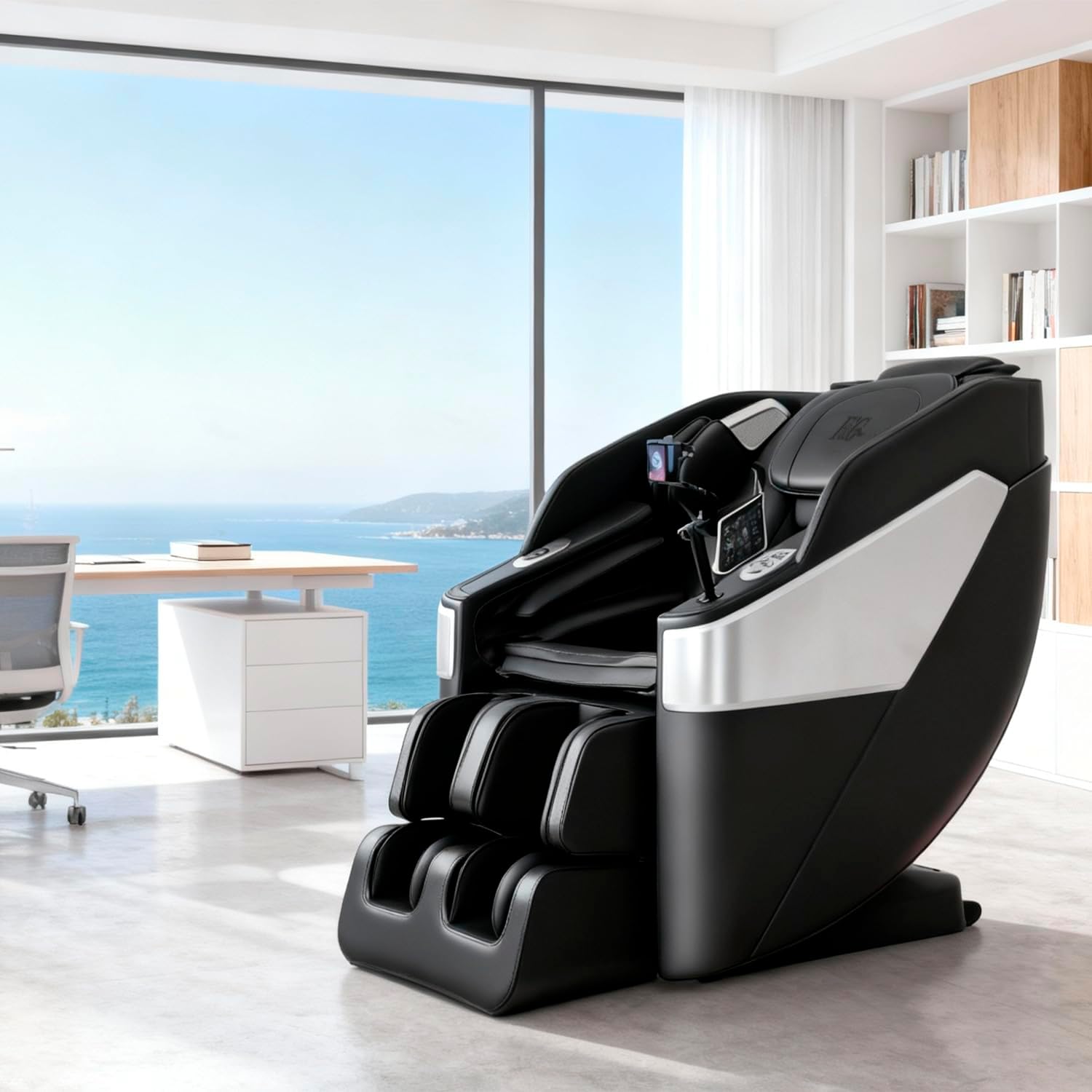 F&G Massage Chair Full Body Zero-Gravity SL Track Massage Chair  5 Level Heating Function and Airbag Massage Foot Rollers Phone Charging