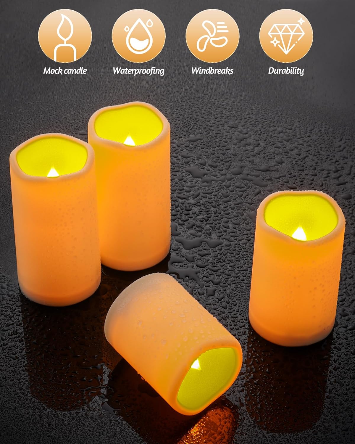 Candela da esterno impermeabile, candela a batteria a LED senza fiamma, candela analogica resistente alle alte temperature da 12 pezzi.