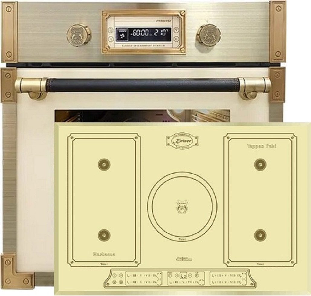 Backofen-Set Herd Set Autark Retro Pyrolyse Einbau Backofen 73L +Induktionskochfeld 77cm EH 6427 ElfAD+KCT 7797 FIElfEm.