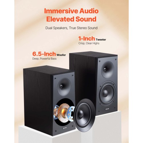 VEVOR Passive Regallautsprecher Paar 300W Stereo Audio Lautsprecher 55Hz–20kHz