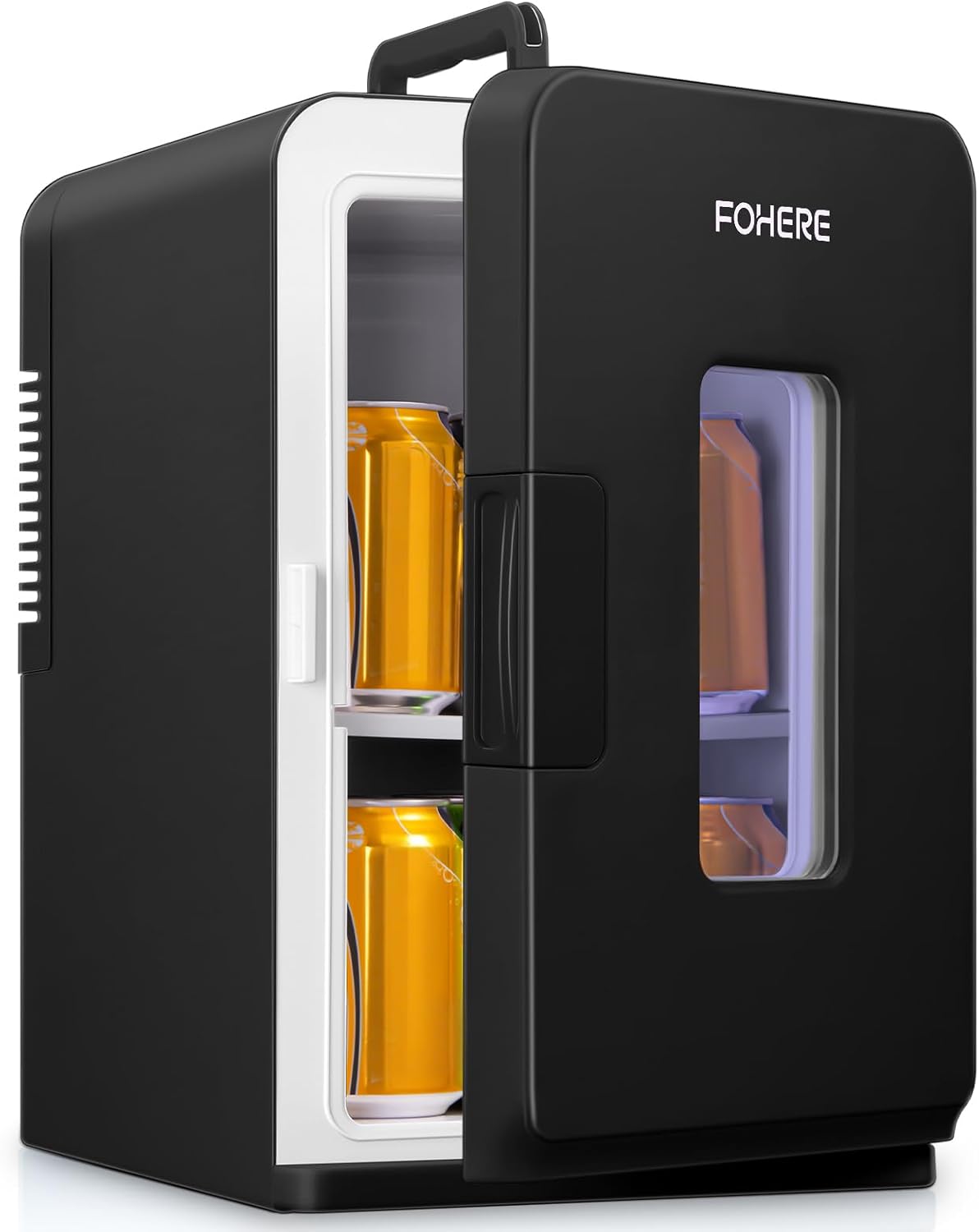 FOHERE 2 in 1 Mini Fridge 15 Litre Portable Refrigerator with Cooling and Heating Function, 12V DC/220V AC for Car, Offices and Bedrooms, Eco & Max Mode