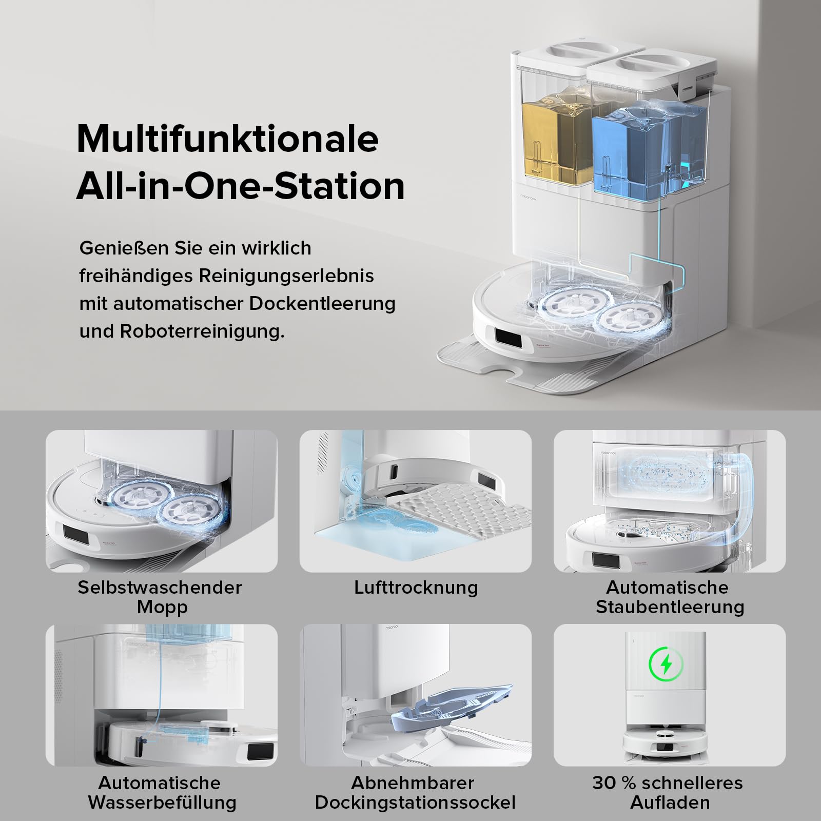 Saugroboter mit Wischfunktion QV 35A Set, 8.000 Pa Saugkraft und automatischer Absaugstation