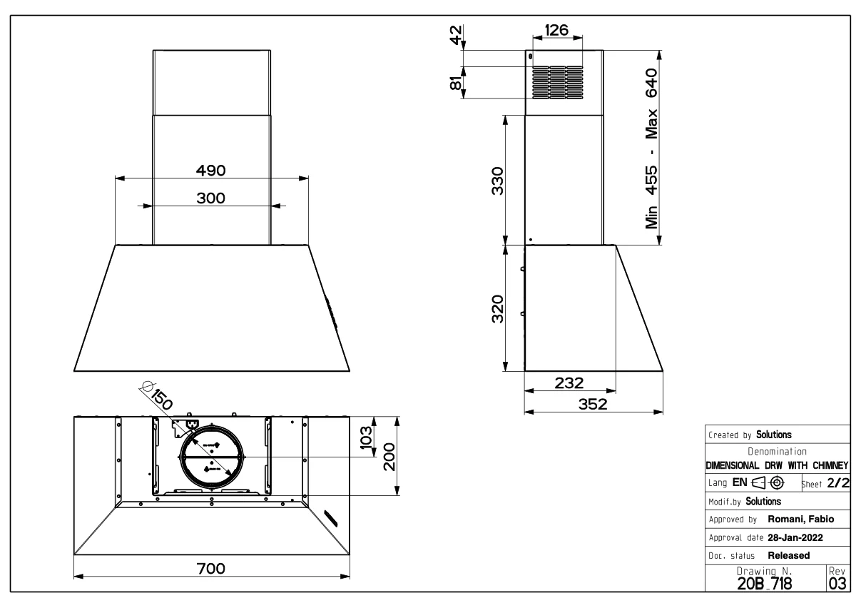 Faber CHLOÈ RAME - Cappa a parete, RAME ANTICATO, 70 cm