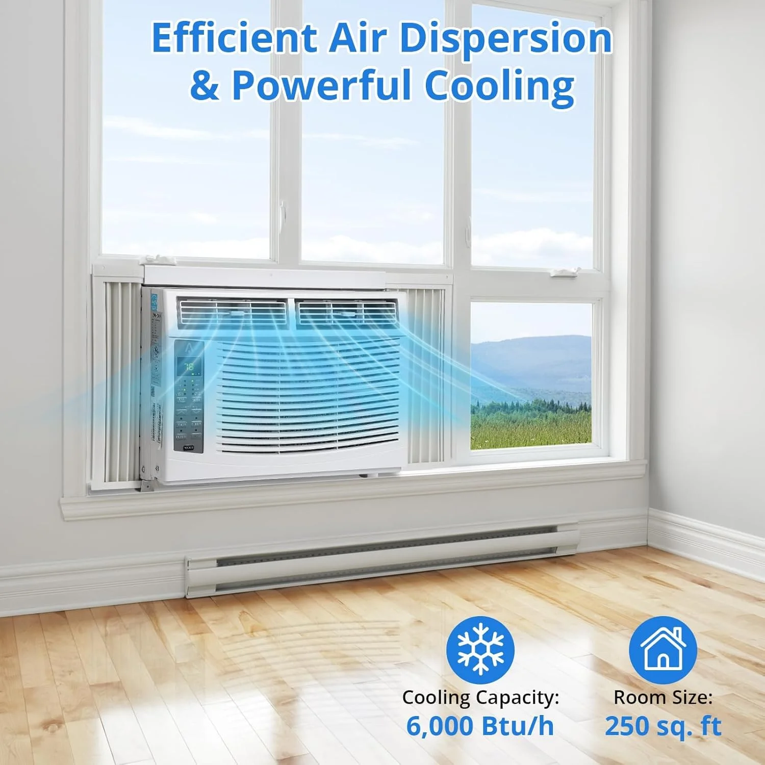 GAOMON Smart 6000 BTU Window Air Conditioner �C WiFi-Enabled AC with Remote & App Control, Timer, Sleep Mode, Easy Install Kit, Cools Rooms Up to 350 Sq. Ft, 115V, White