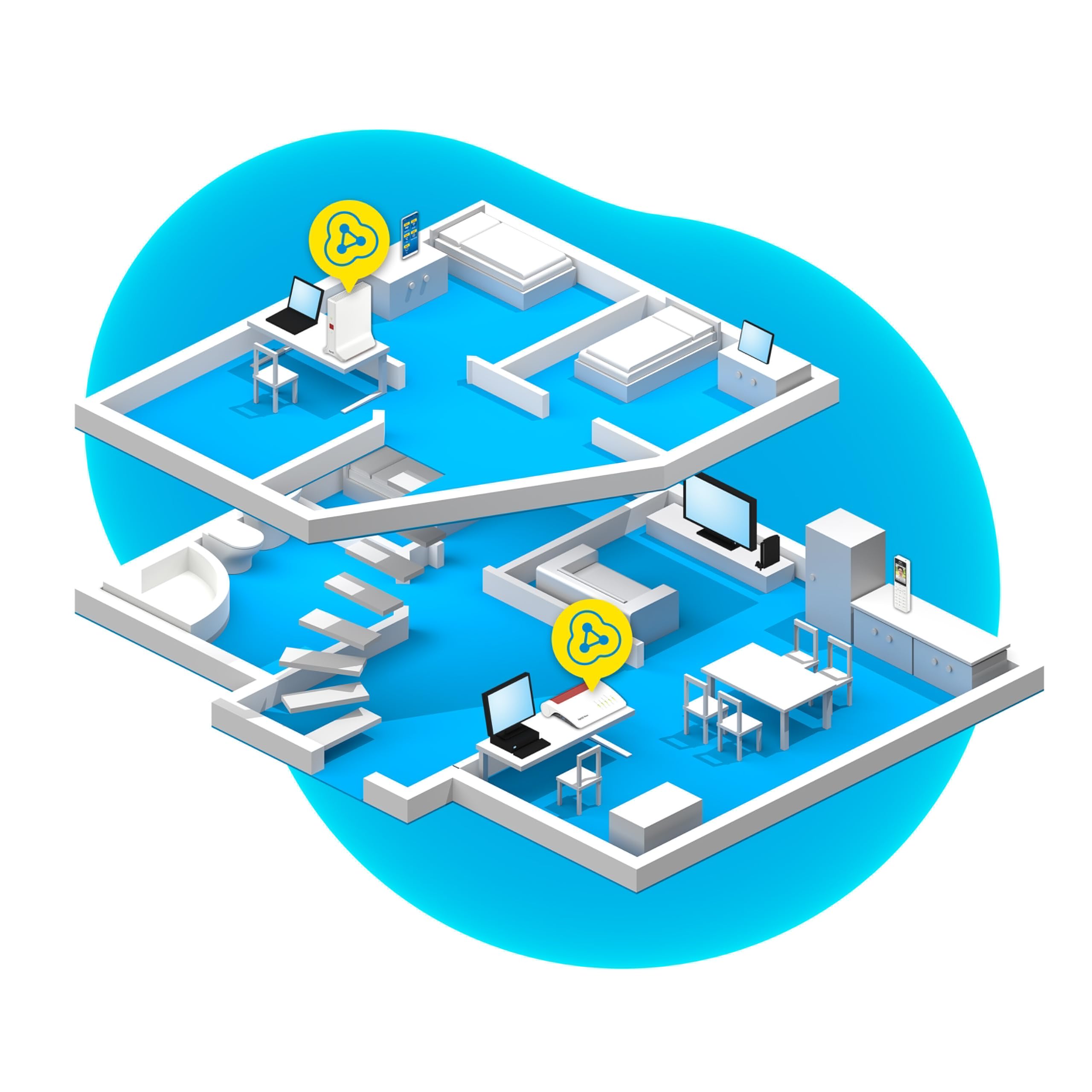 WLAN Mesh Repeater 3000 AX Wi-Fi 6 Triband bis 4.200 MBit/s 2 Gigabit-LAN-Anschlüsse WPS Netzteil und Netzwerkkabel