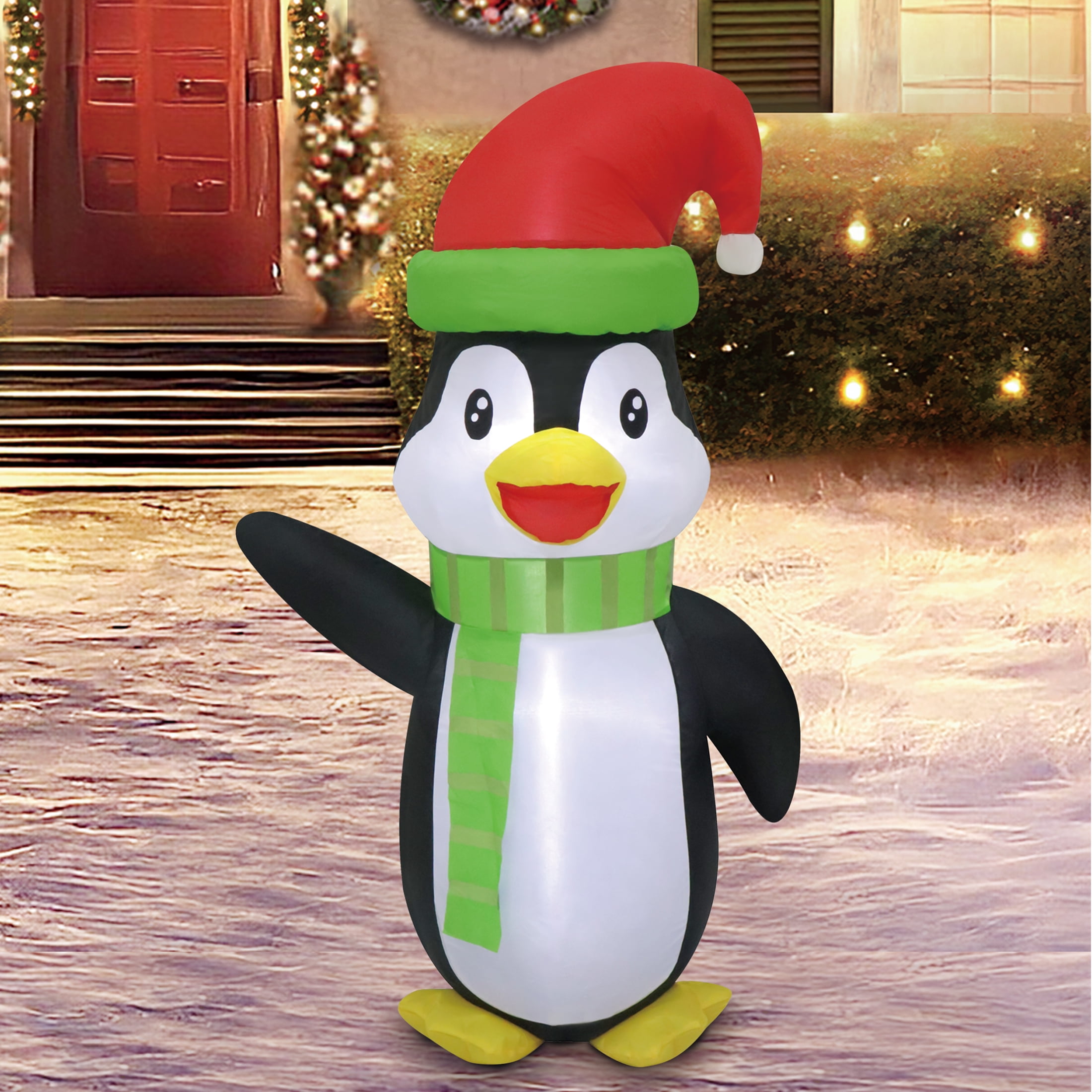 Holiday Time 3.5FT Christmas Penguin Inflatable with LED Lights for Indoor/Outdoor Use