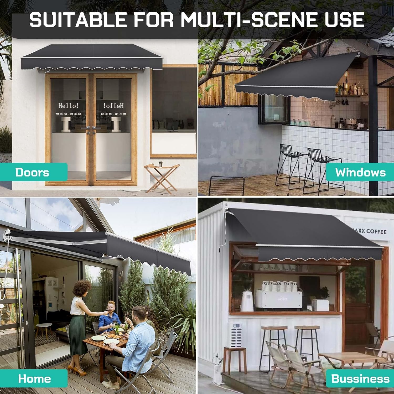 Gelenkarmmarkise 3m Sonnenschutz Markise für Balkon & Terrasse – Wasserabweisend, Robustes Markisentuch, Aluminiumrahmen – Höhenverstellbare Sonnenmarkise mit Handkurbel für optimalen Schatten
