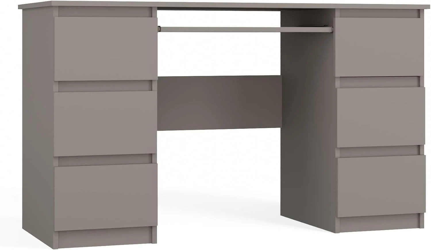 CDF Schreibtisch Computertisch Arbeitstisch für Home Office Jugendzimmer Bürotisch mit 6 Schubladen und Tastaturauszug Modernes Design Stabil 130 x 51