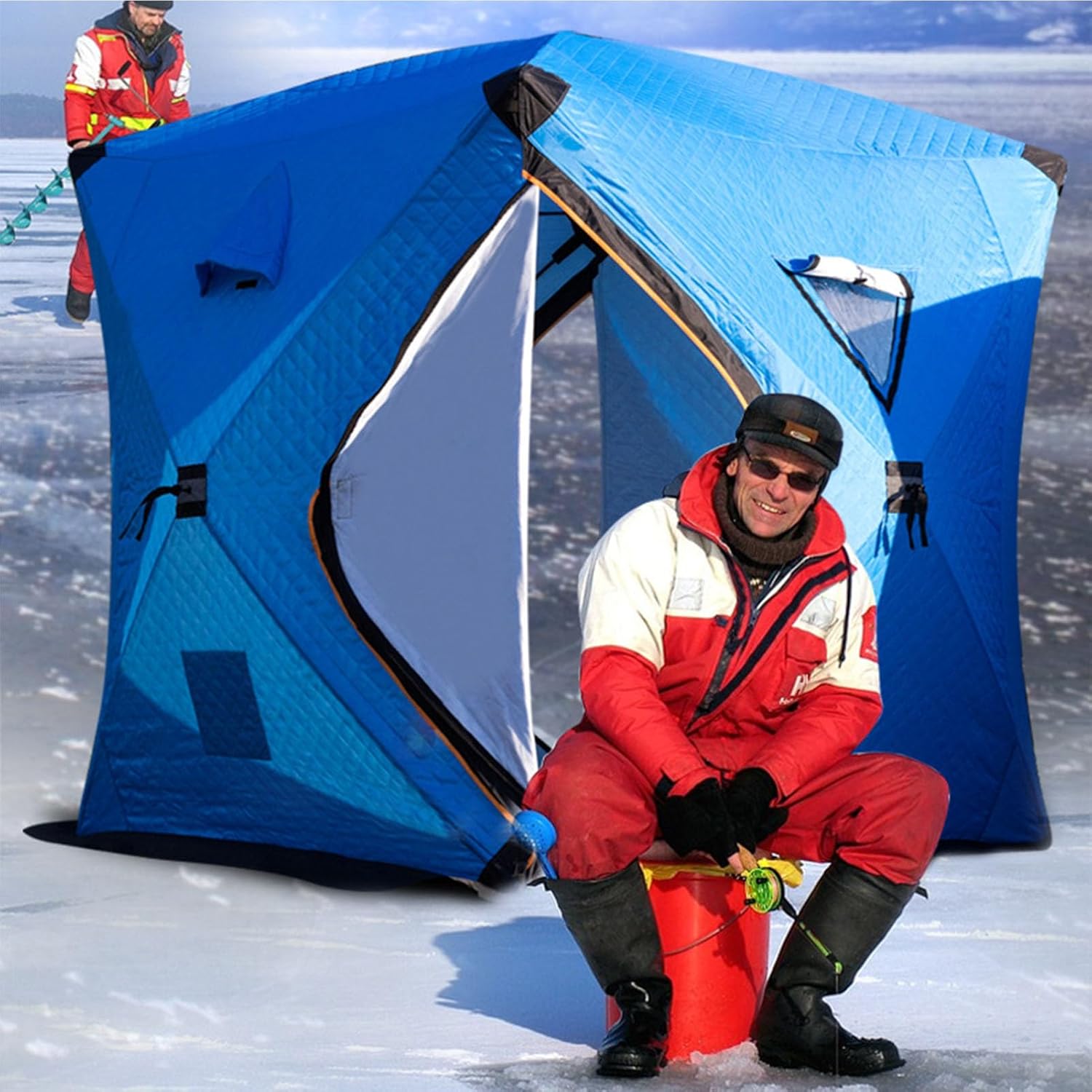Eiszelt,Wasserdicht Winddicht Wärmeschutz Schutzunterstände | Isolierte Eisangeln Hütte | Für Süßwasser Salzwasser Boot Angeln Küste Ufer Deck See Teich Fluss