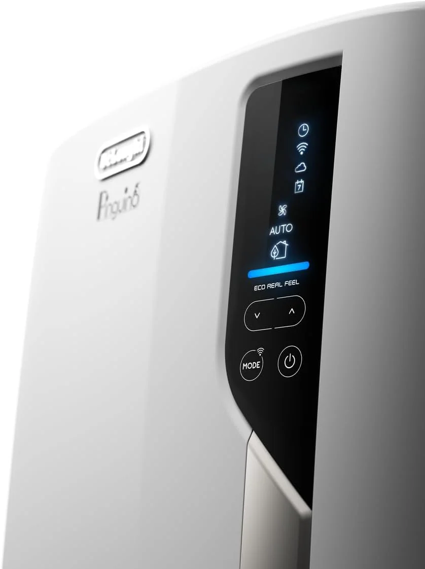 De'Longhi Pinguino mobile Klimaanlage PACEL110ERFWiFi, mobiles Klimagerät, Räume bis 100 m³, Entfeuchtungsfunktion, 11.000 BTU/h, Alexa & Google Assistant, Gas R290, Klasse A, 2,9 kW, Weiß