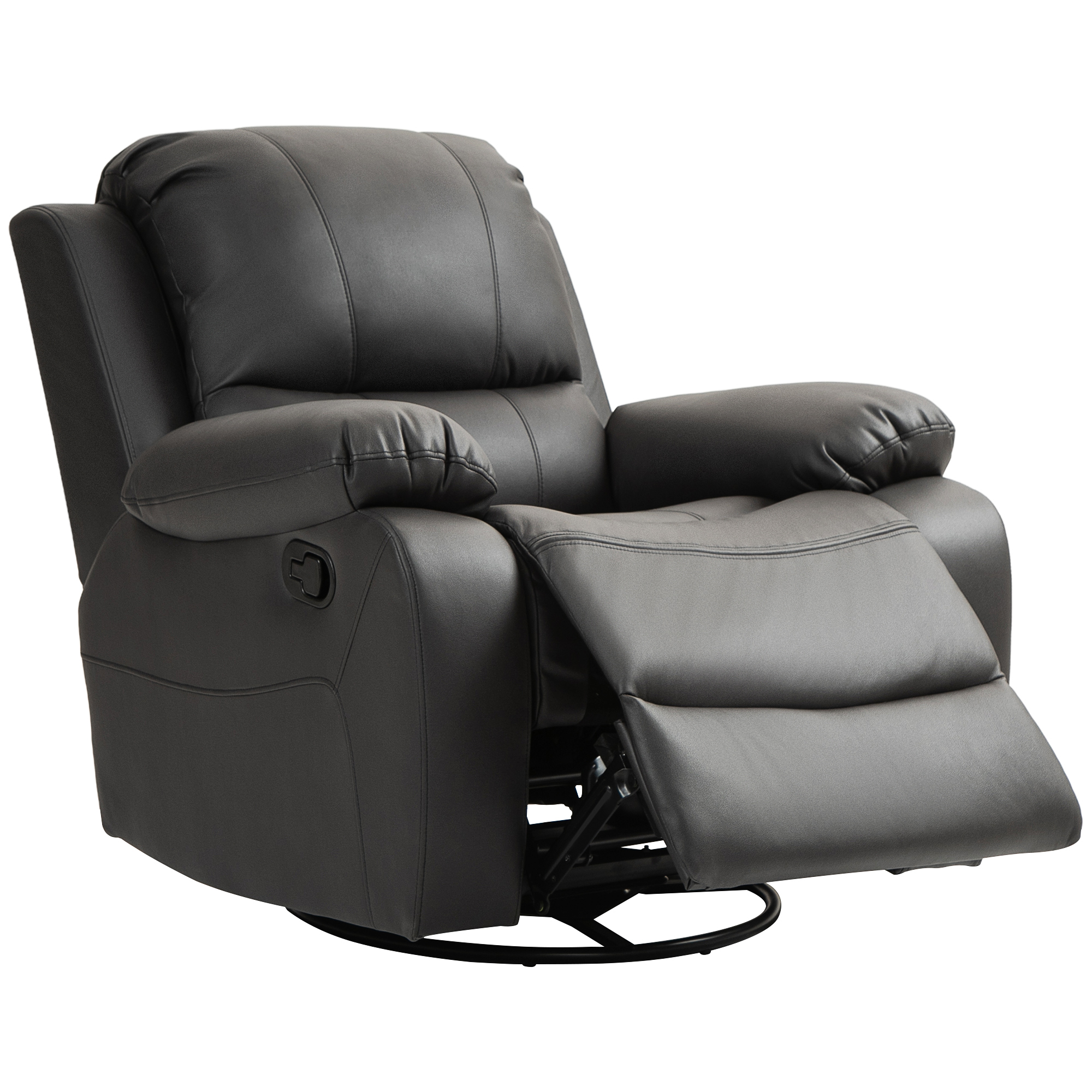 HOMCOM Relaxsessel, verstellbare Lehne & Fußstütze, drehbar, bis 150 kg, Stahlrahmen, 93x100x98cm, Schwarz