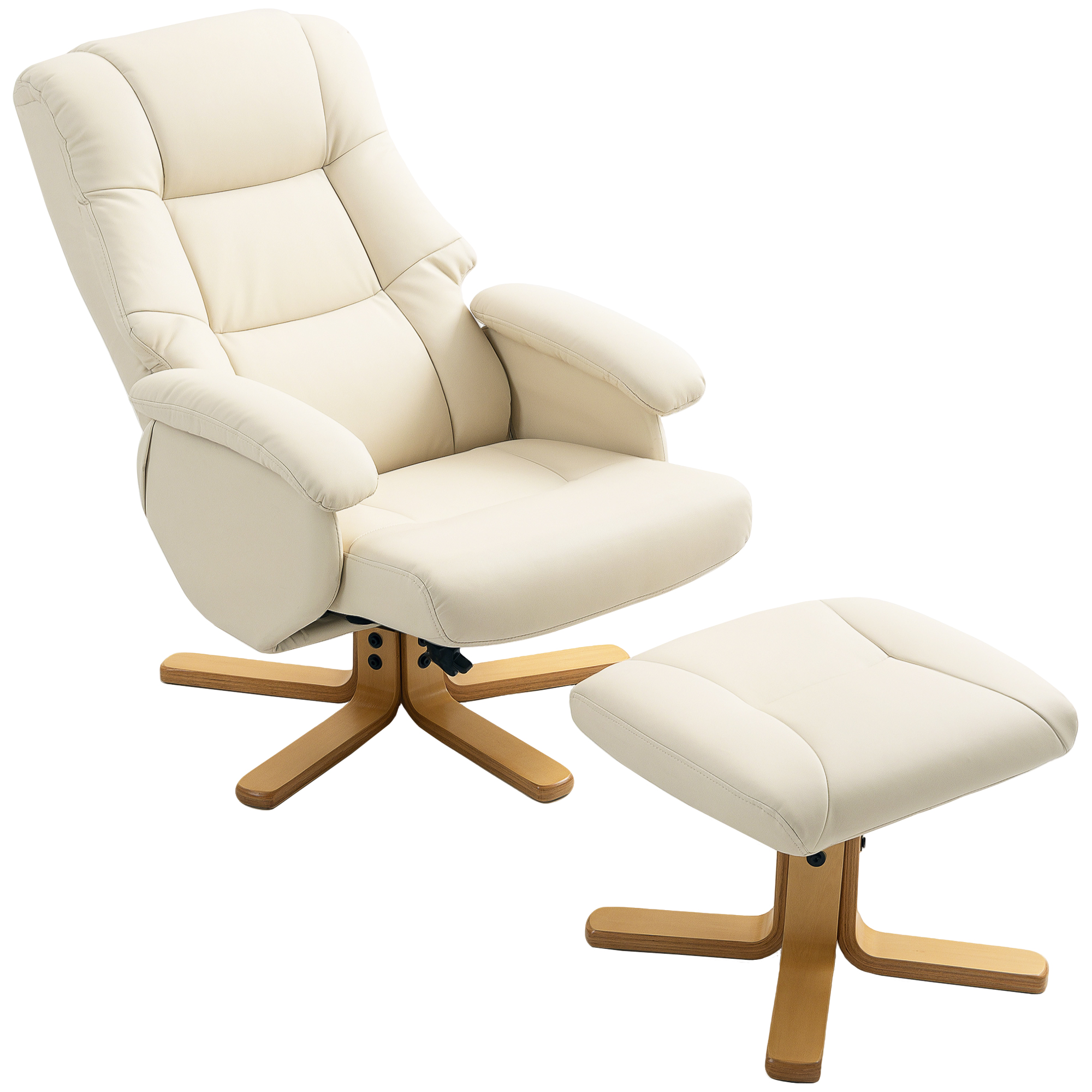 HOMCOM Relaxsessel mit Fußstütze Relaxstuhl drehbar 360° Neigung verstellbar Tragkraft 120 Kg creme