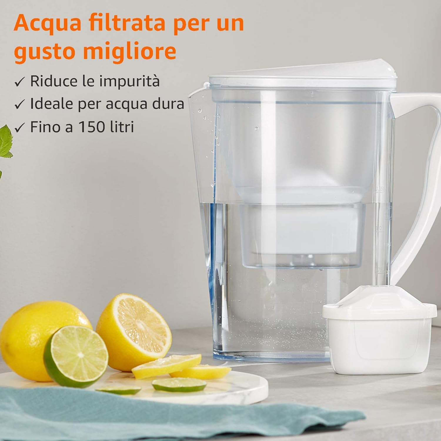 Amazon Basics Filtri per acqua, confezione da 12, adatto e compatibile con tutte le caraffe BRITA, incluse le caraffe PerfectFit e Amazon Basic