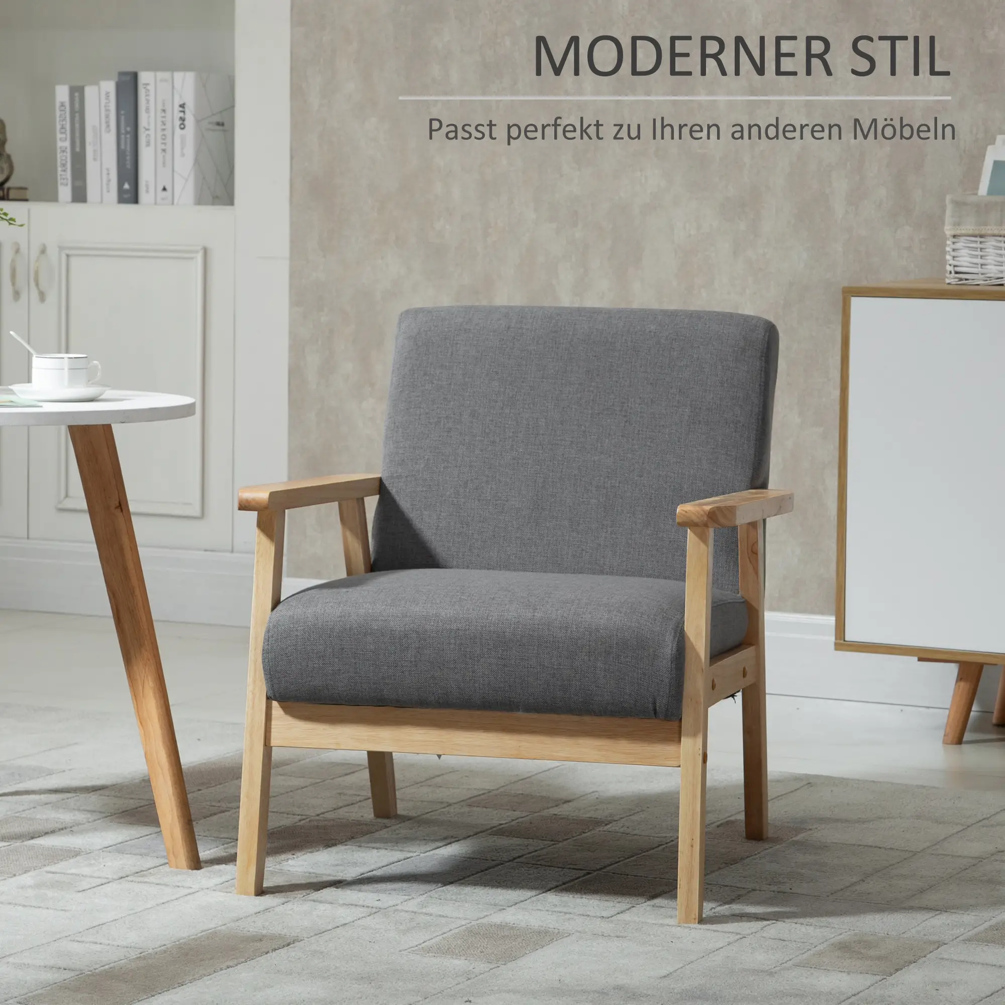 HOMCOM Polsterstuhl Wohnzimmer skandinavisches Design breite Sitzfläche