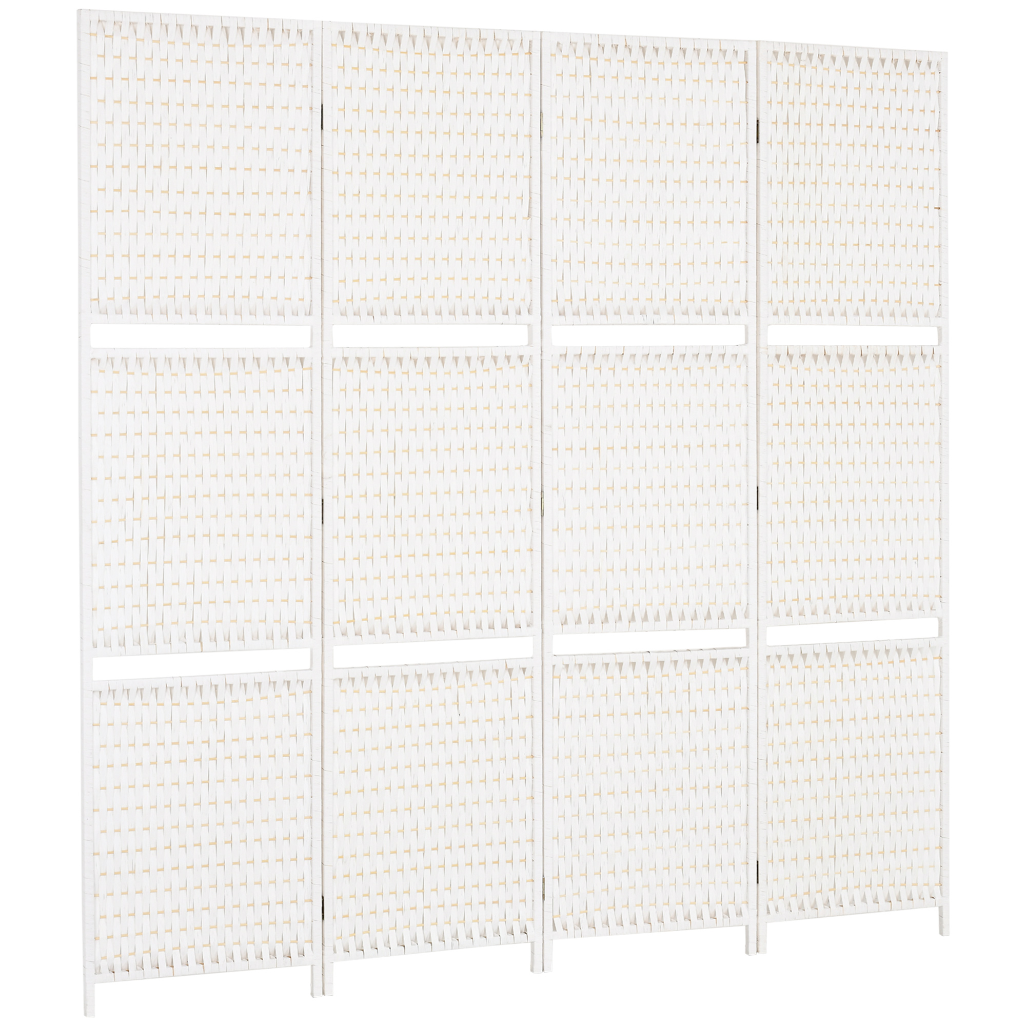 HOMCOM Raumteiler 4 Panel 2 Regale faltbar weiß paille