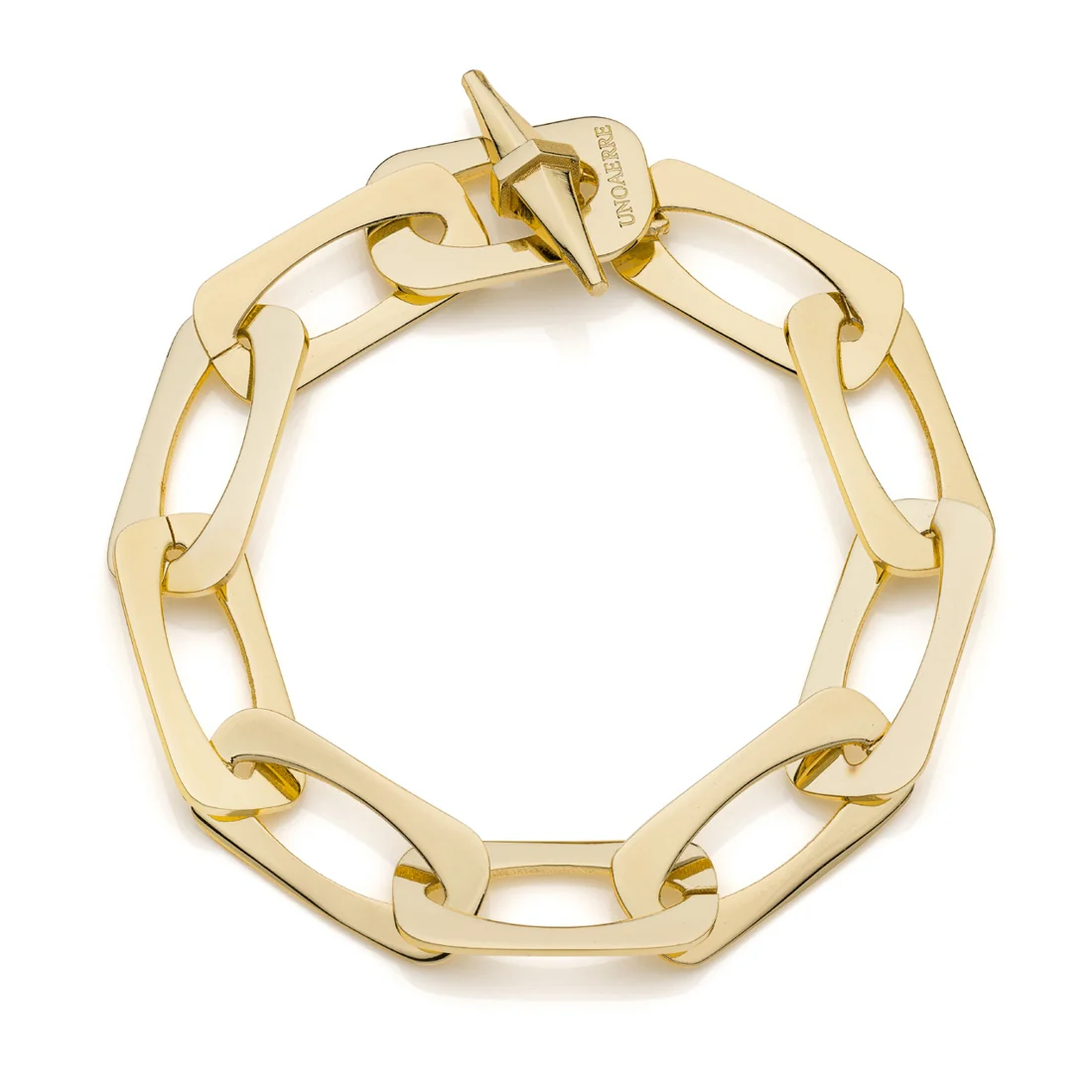 Bracciale Unoaerre 2348 a maglia piatta in bronzo dorato giallo