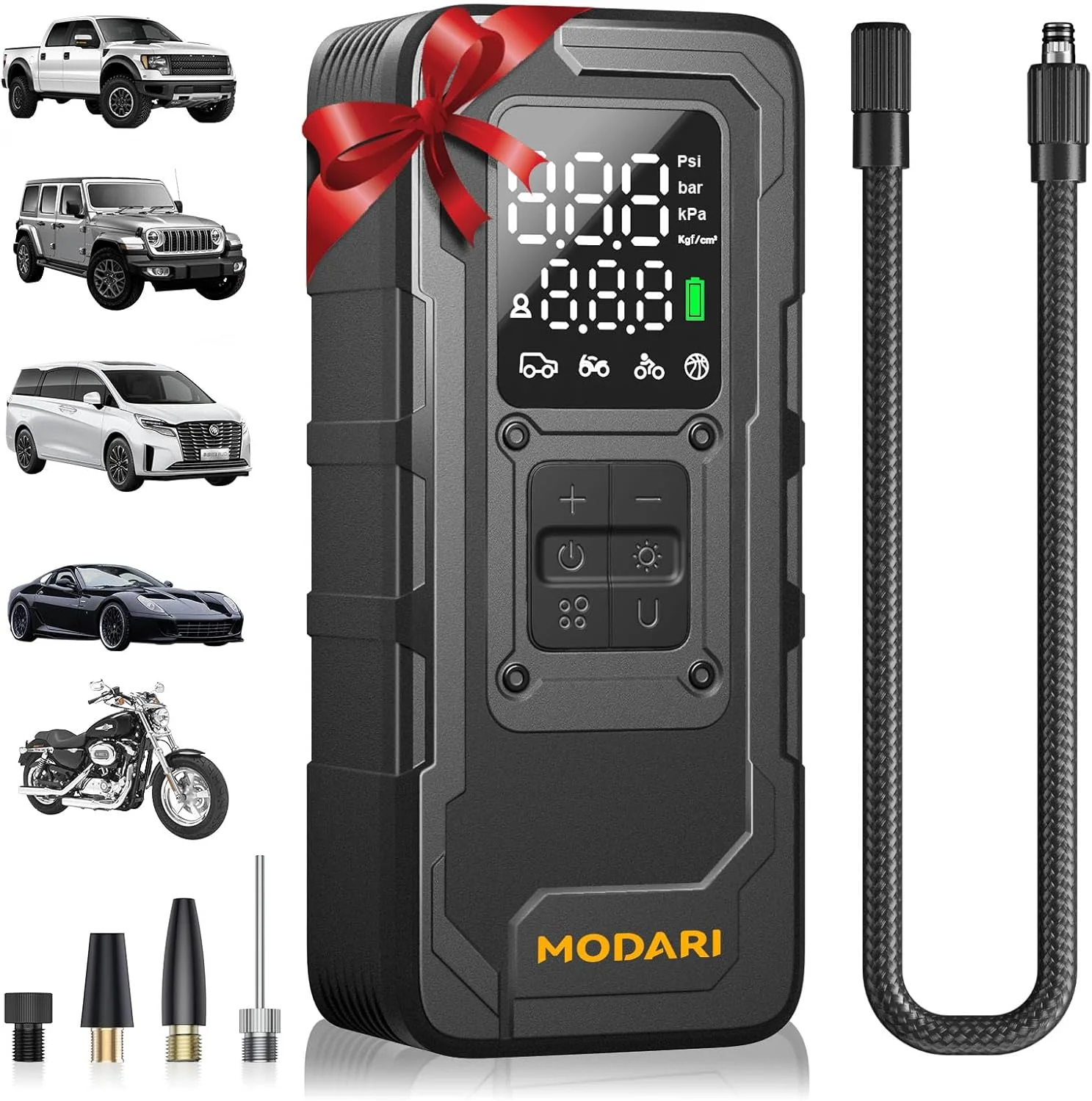 Tire Inflator Portable Air Compressor - 4x Speed 160 PSI Cordless Tire Inflator with Pressure Gauge
