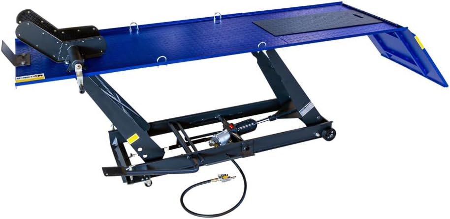 DeTec. Ponte sollevatore pneumatico idraulico per moto, 450 kg, corsa 170-790 mm