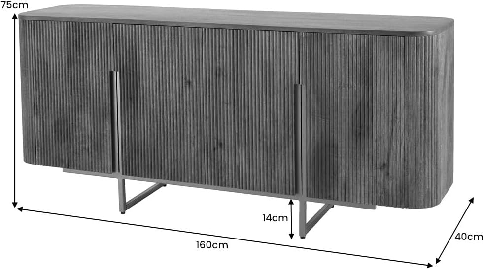 Riess Ambiente Design Sideboard Gatsby - 160cm - braun mattgold - Mangoholz im Retro-Design