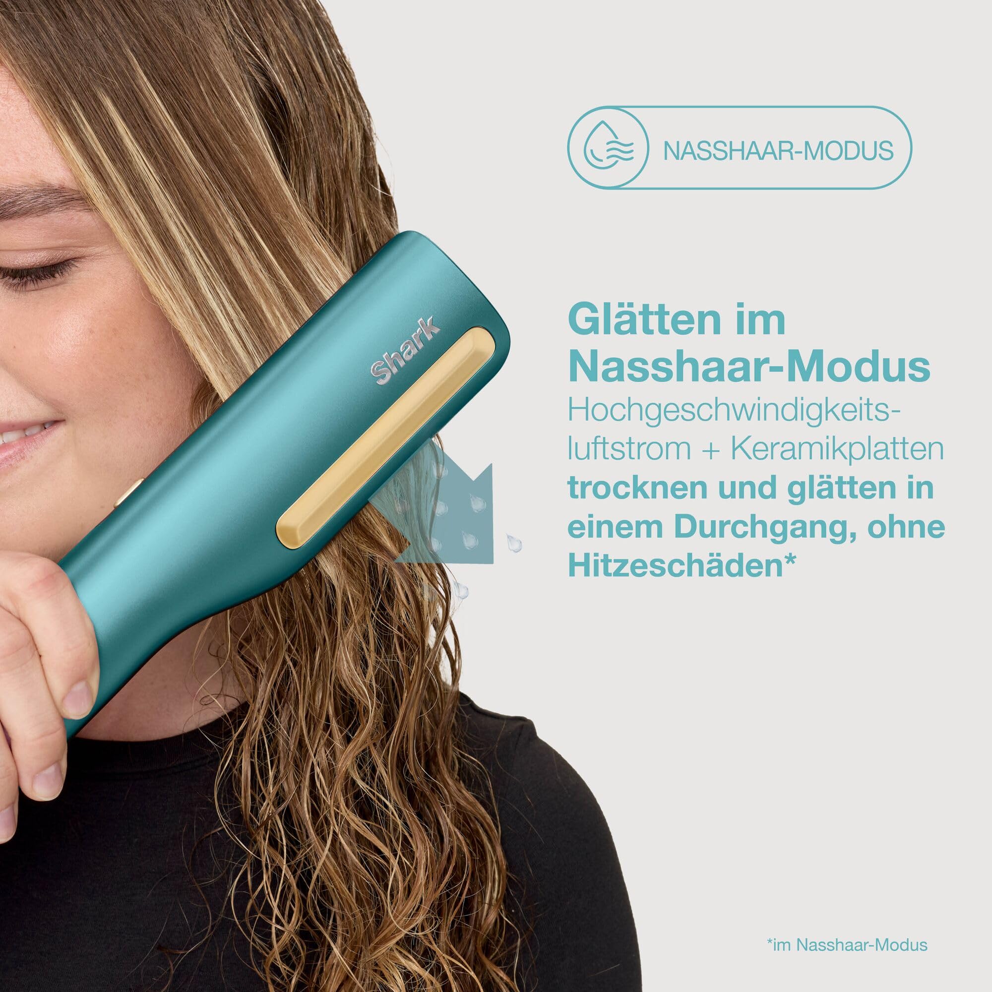 2-in-1 Haarglätter und Haartrockner SilkiPro mit Keramikplatten und 3 austauschbaren Kämmen, 230 °C, blau