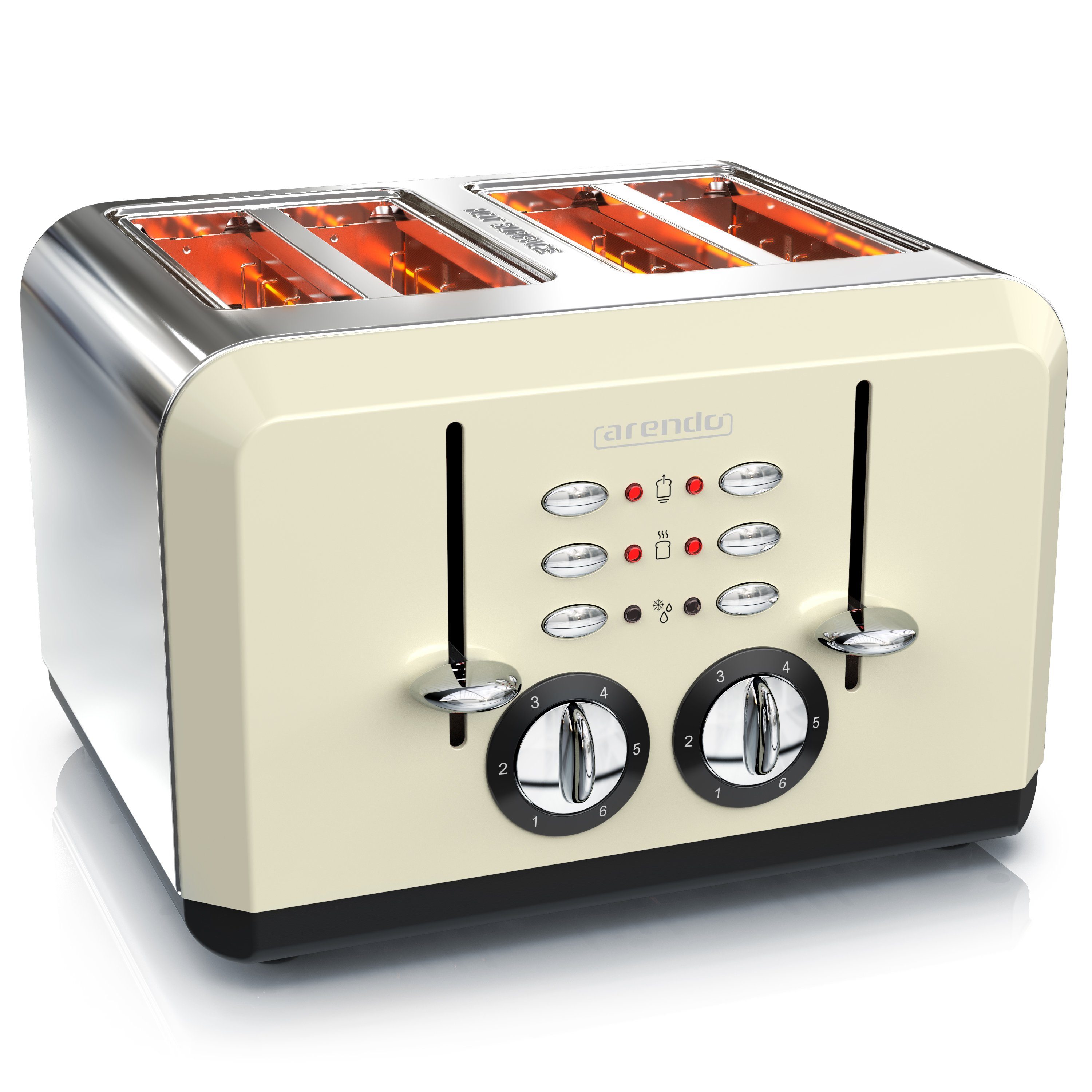 Toaster 4-Scheiben, Edelstahl Automatik, Wärmeisolierendes Doppelwandgehäuse