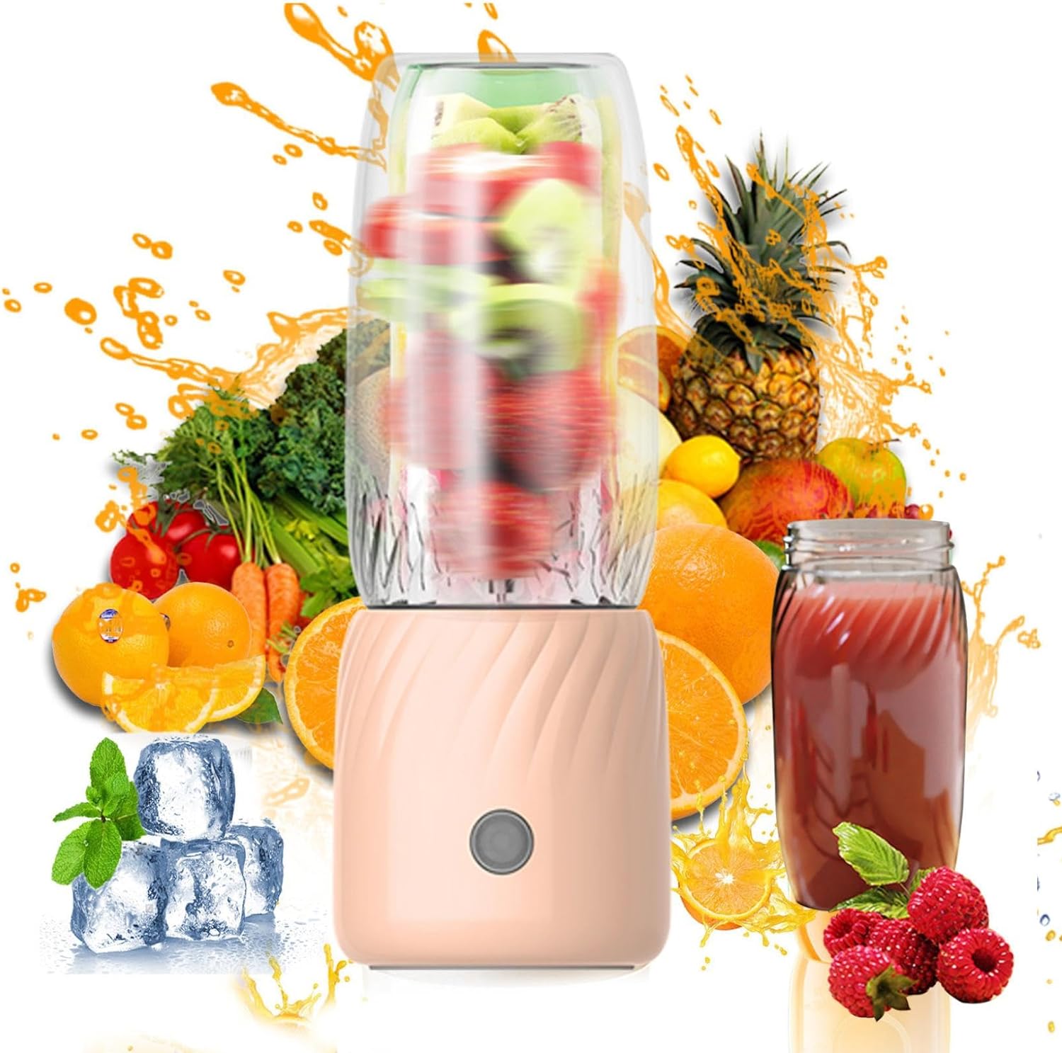 Portable Blender Juicer by [Brand] &ndash; USB Rechargeable, 6 Blades, 350ml, Food Grade, Ideal for Shakes & Smoothies, Travel Friendly, Green