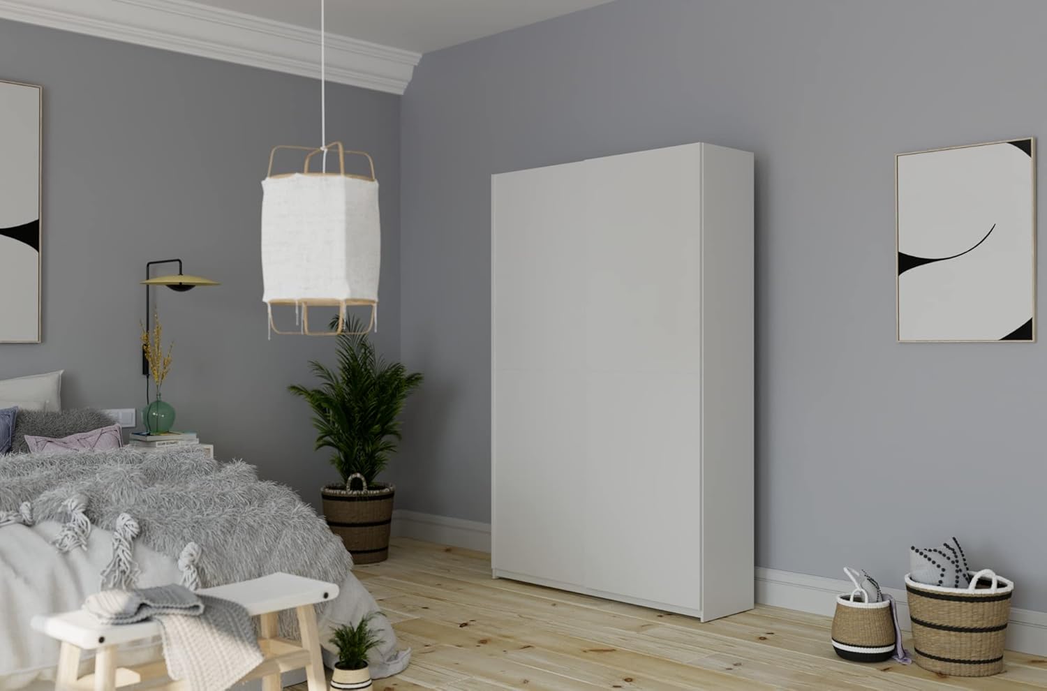 Stella Trading FAST Stylish Wardrobe Closet, Large Capacity, Versatile Wardrobe with Sliding Doors in White, 125 x 195 x 38 cm, W x H x D